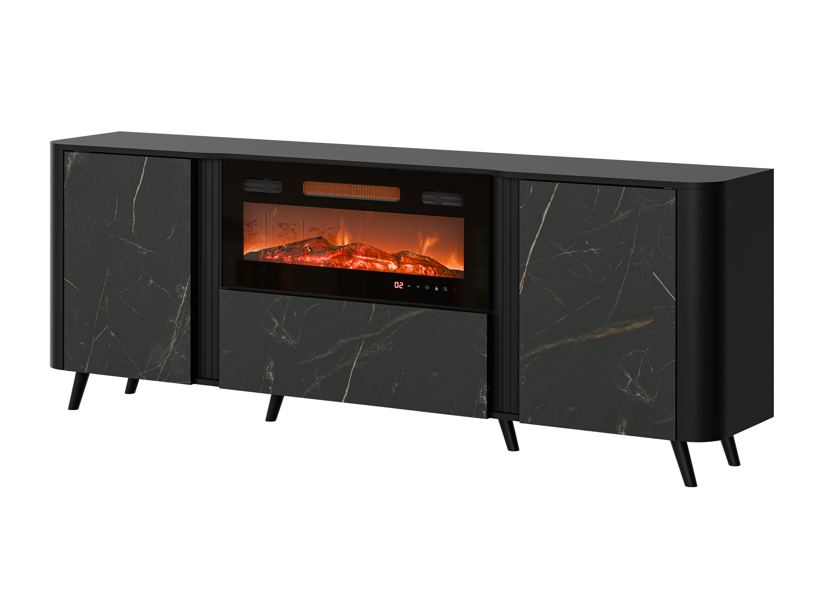 Sideboard Modus I (Schwarz + Schwarzer Marmor)