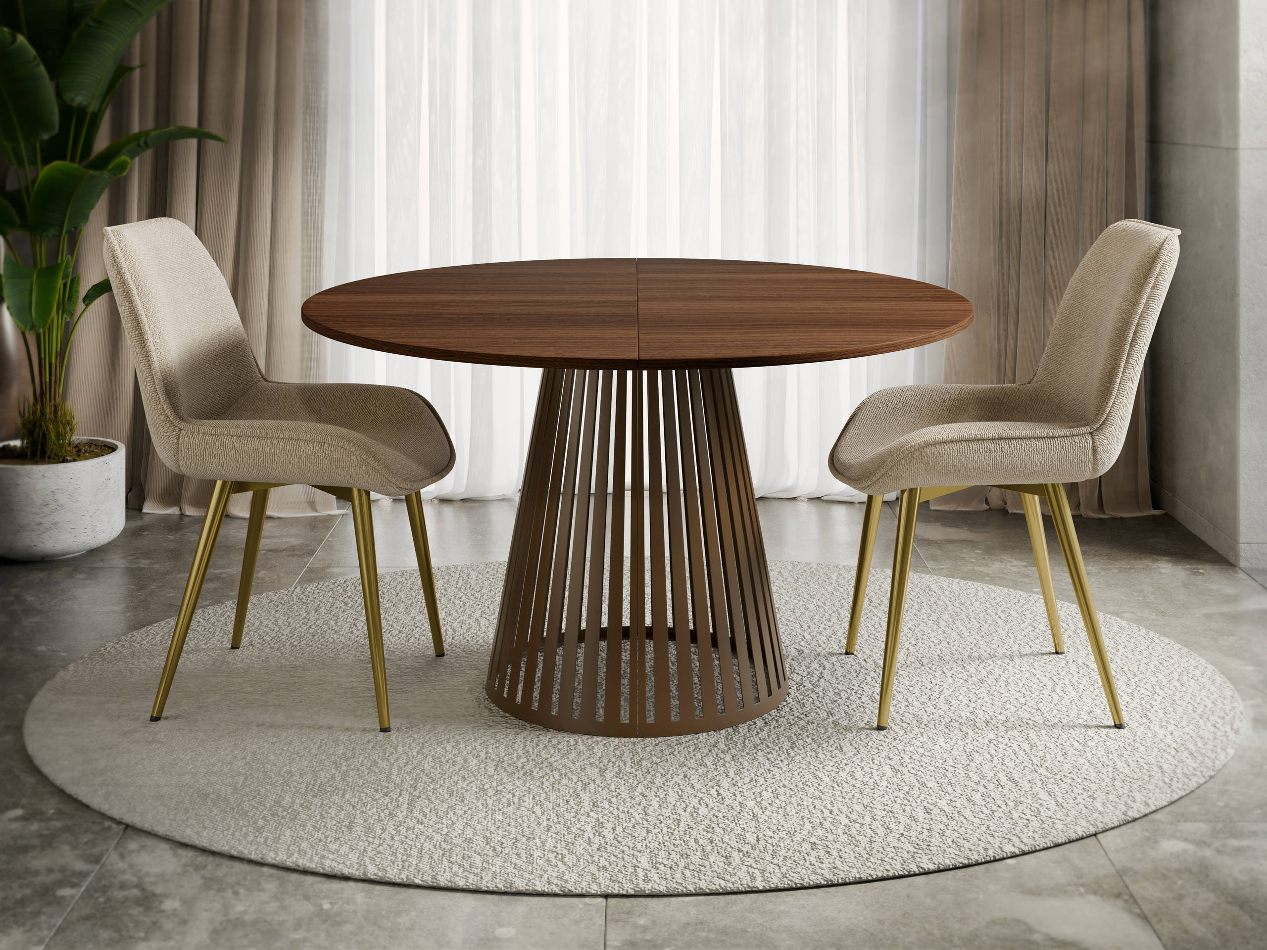 Tisch Prudentia II (Walnussholzoptik + Braun)