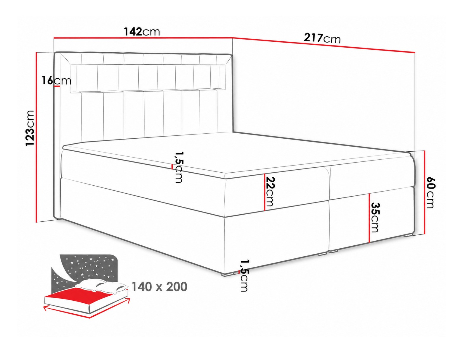 Boxspringbett Pomum (Velutto 11)