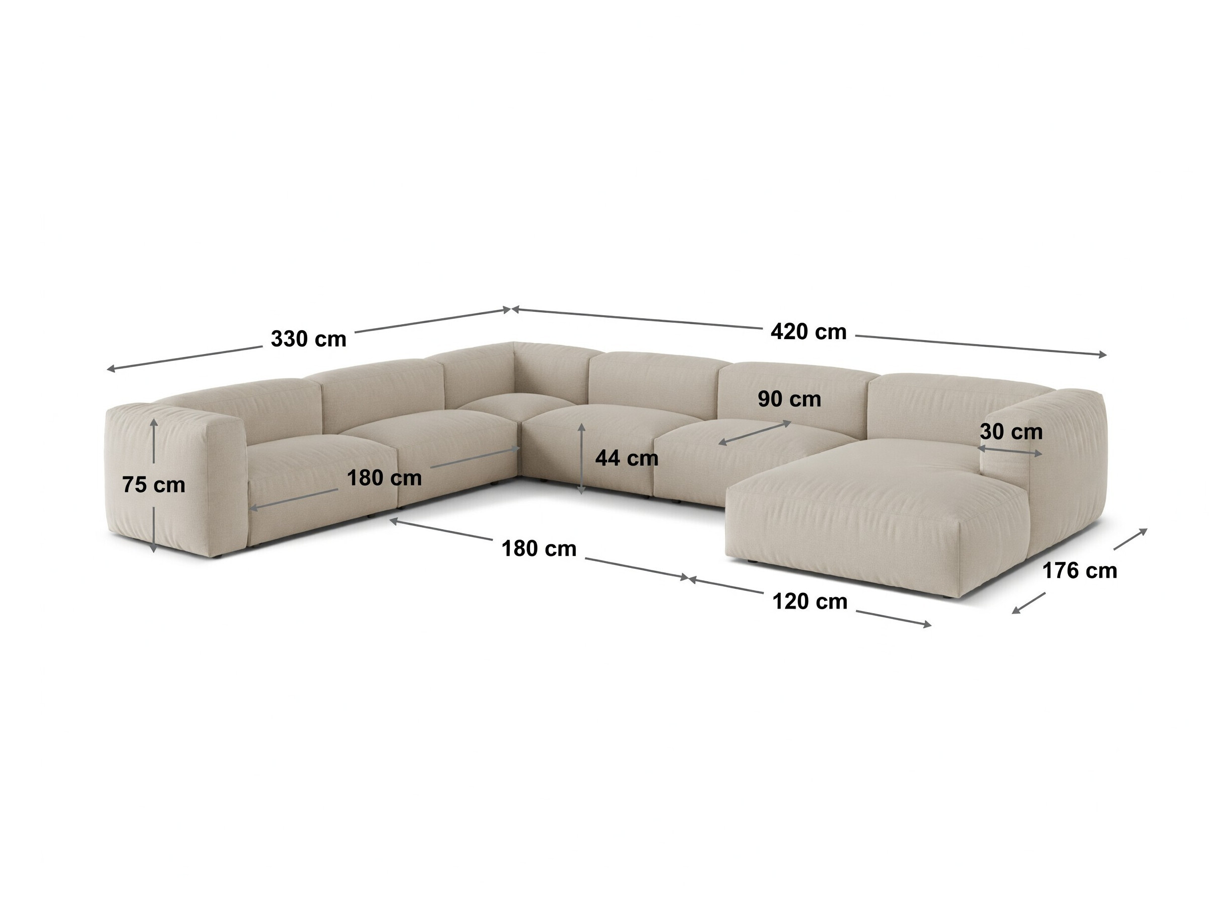 Modulares Ecksofa Sorcoro 133 (Monet Cappucinicht)