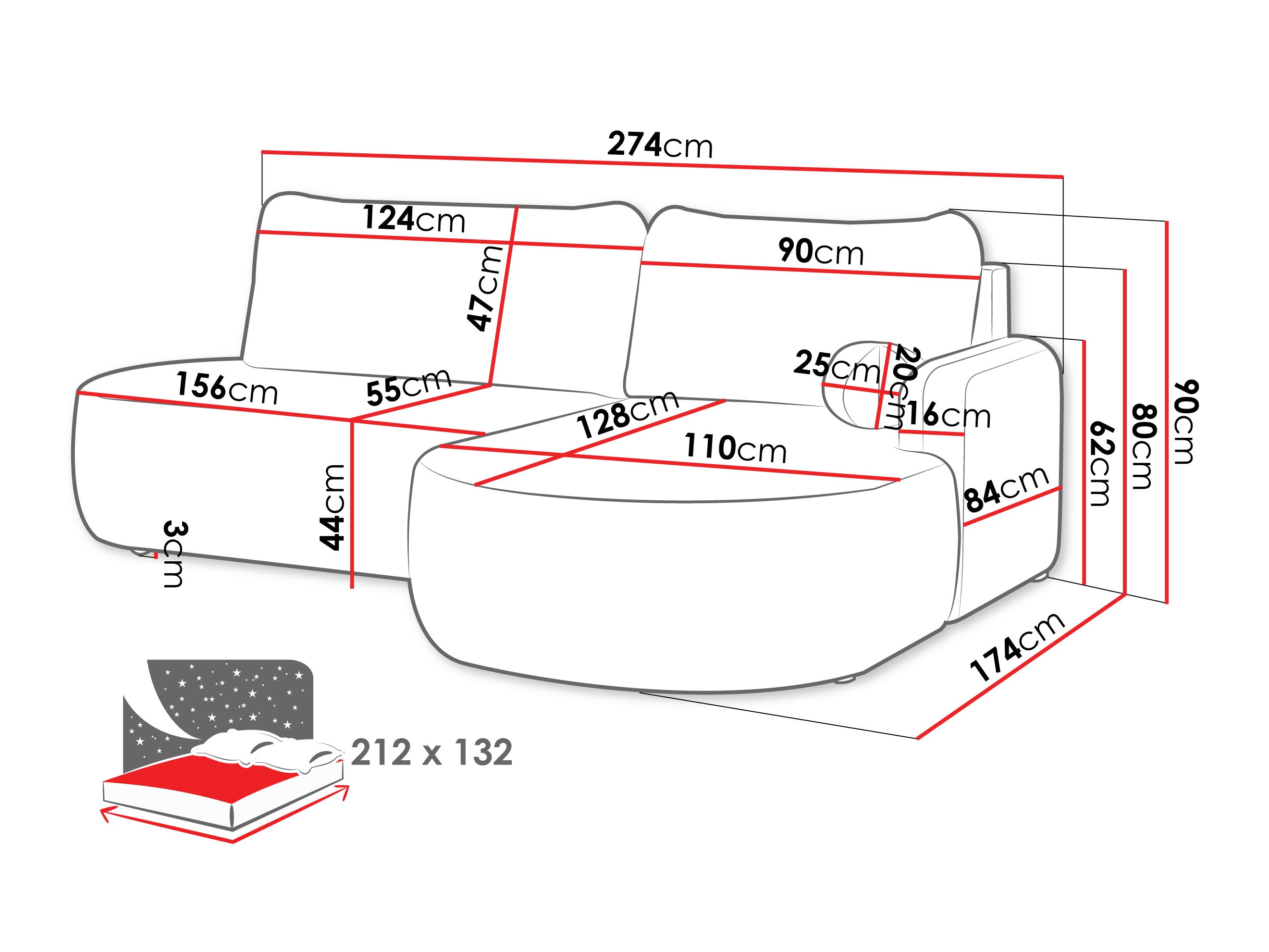 Ecksofa Comfivo Popis I (Flow 22)
