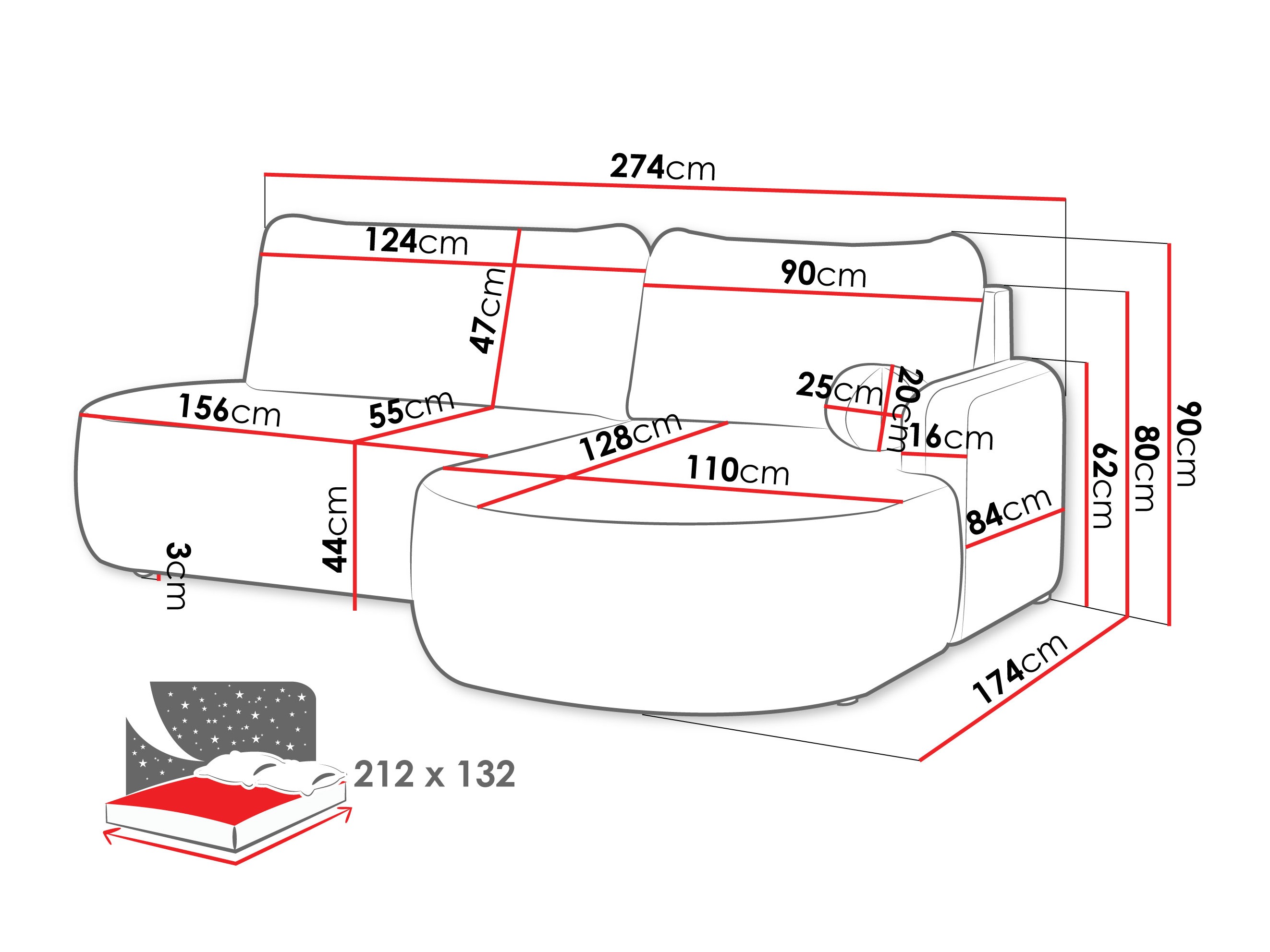 Ecksofa Comfivo Popis I (Lumo 40)