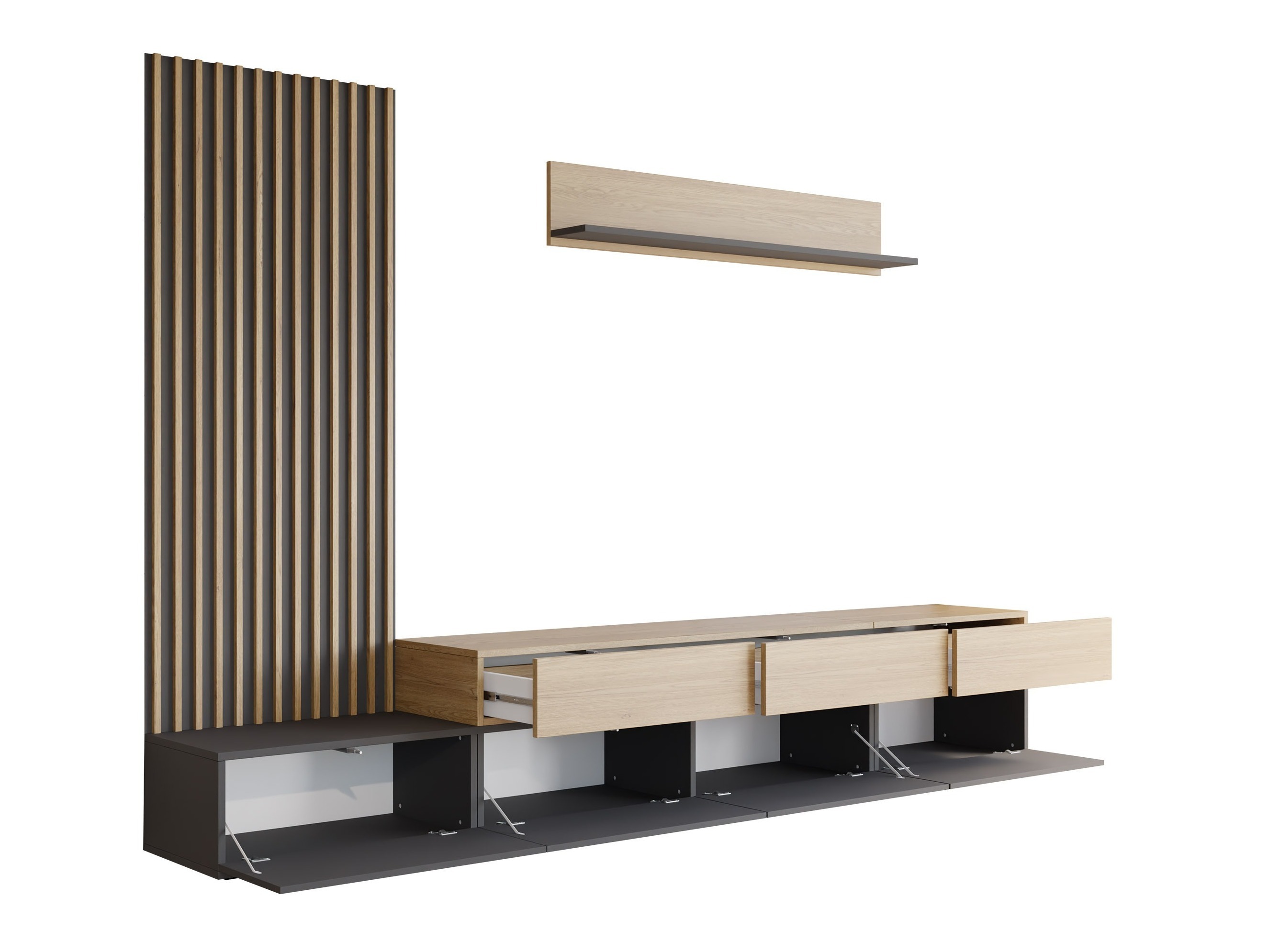 Wohnzimmer-Sets Comfivo Munium II (Weiss + Eichenholzoptik)