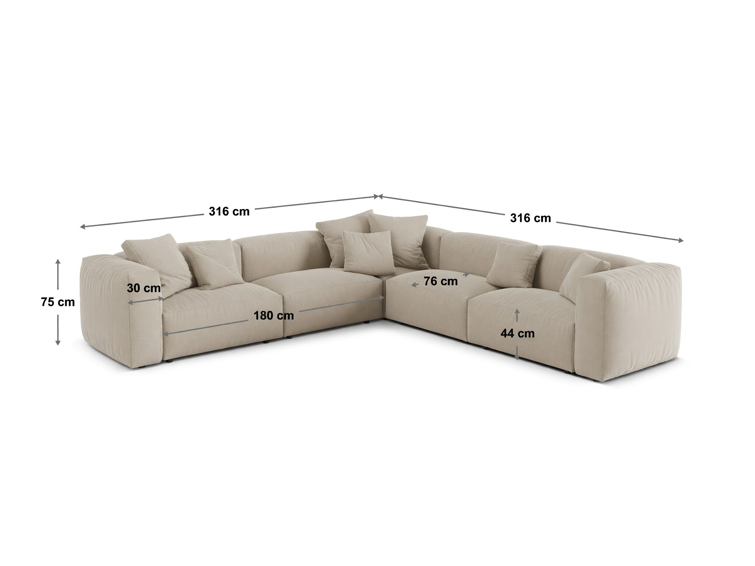 Modulares Ecksofa Sorcoro 130 (Monet Silver)