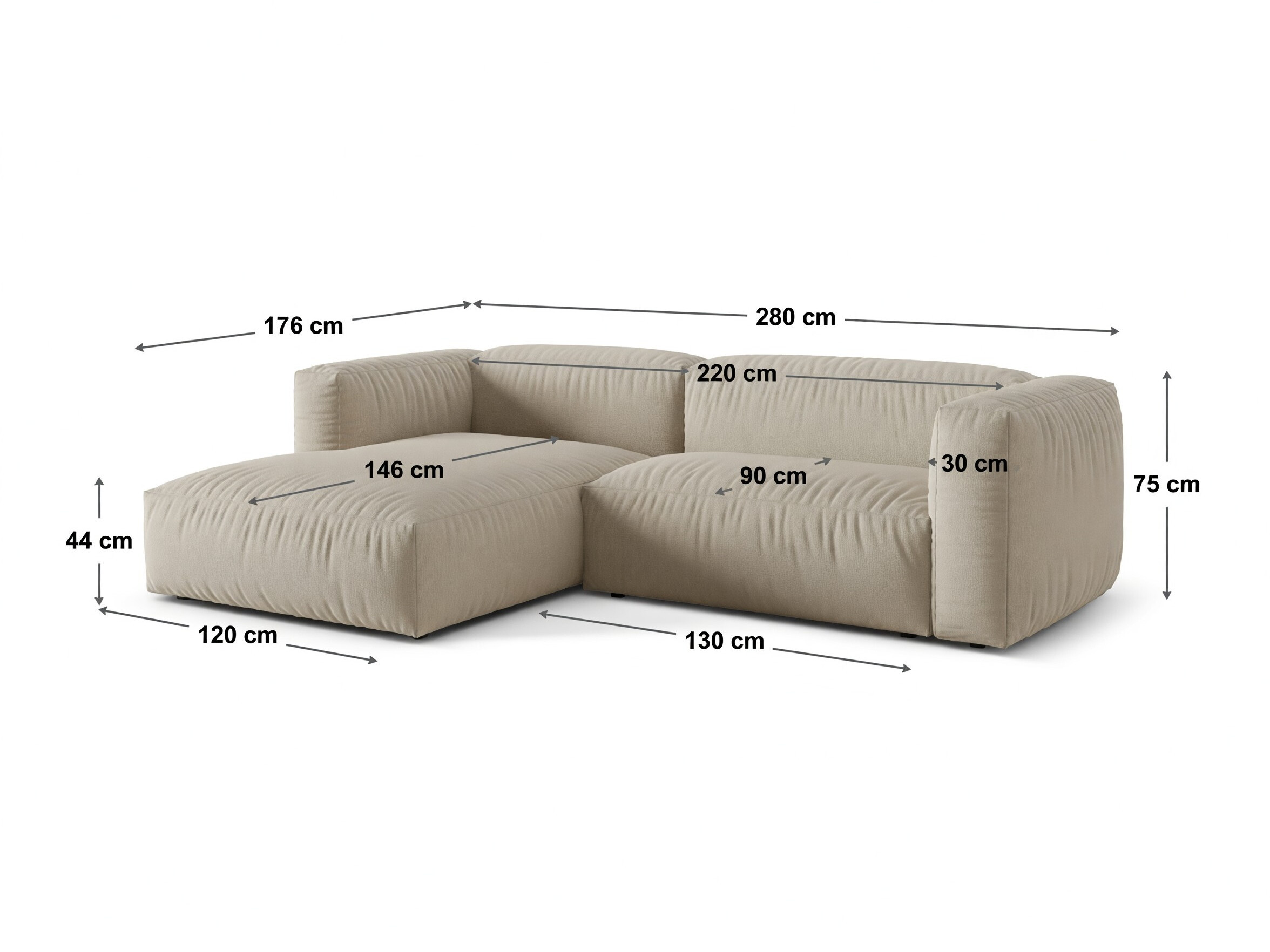 Modulares Ecksofa Sorcoro 123 (Tilia 86)