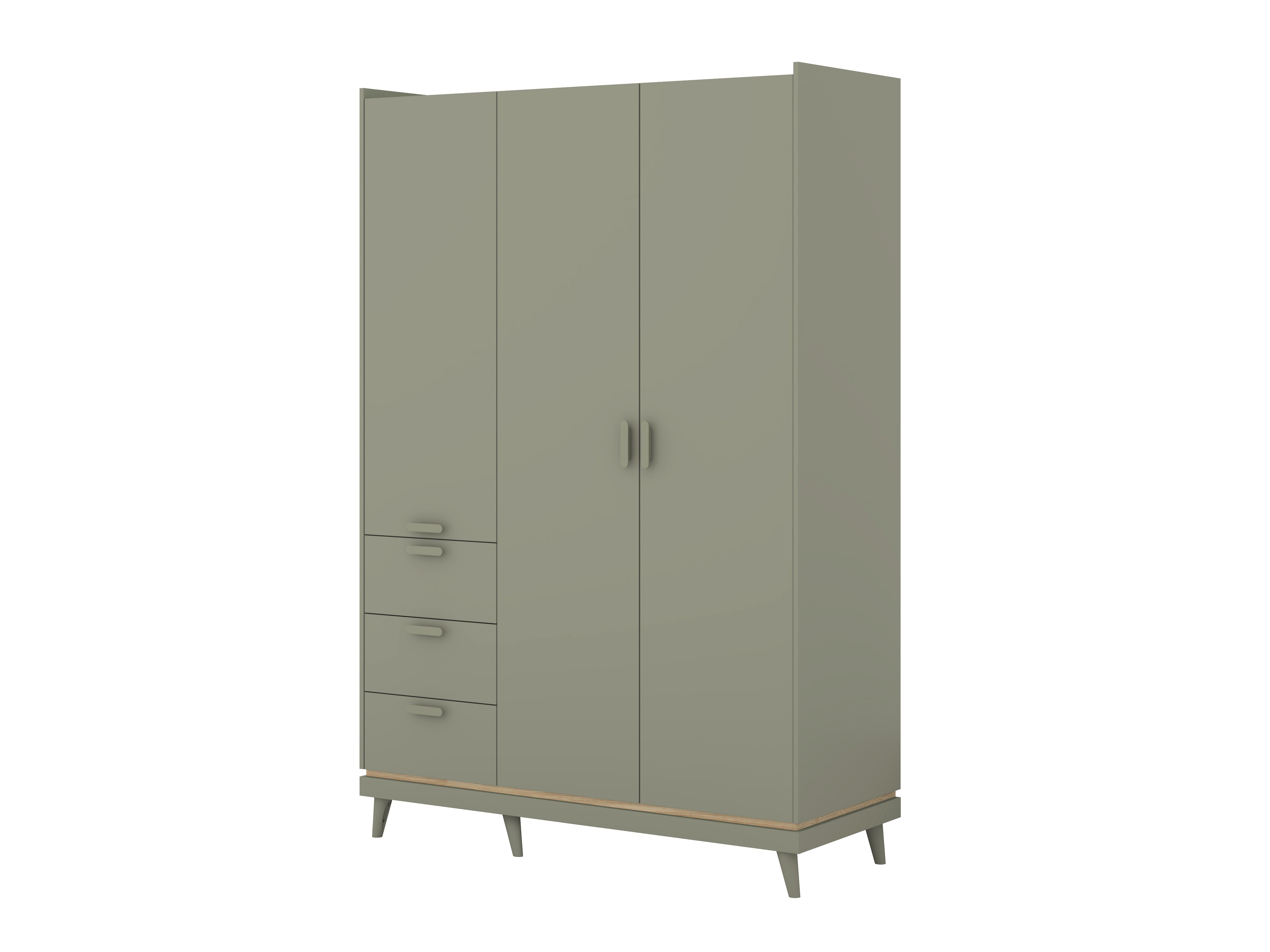 Kleiderschrank Fertalu 100 (Grün + Eichenholzoptik)