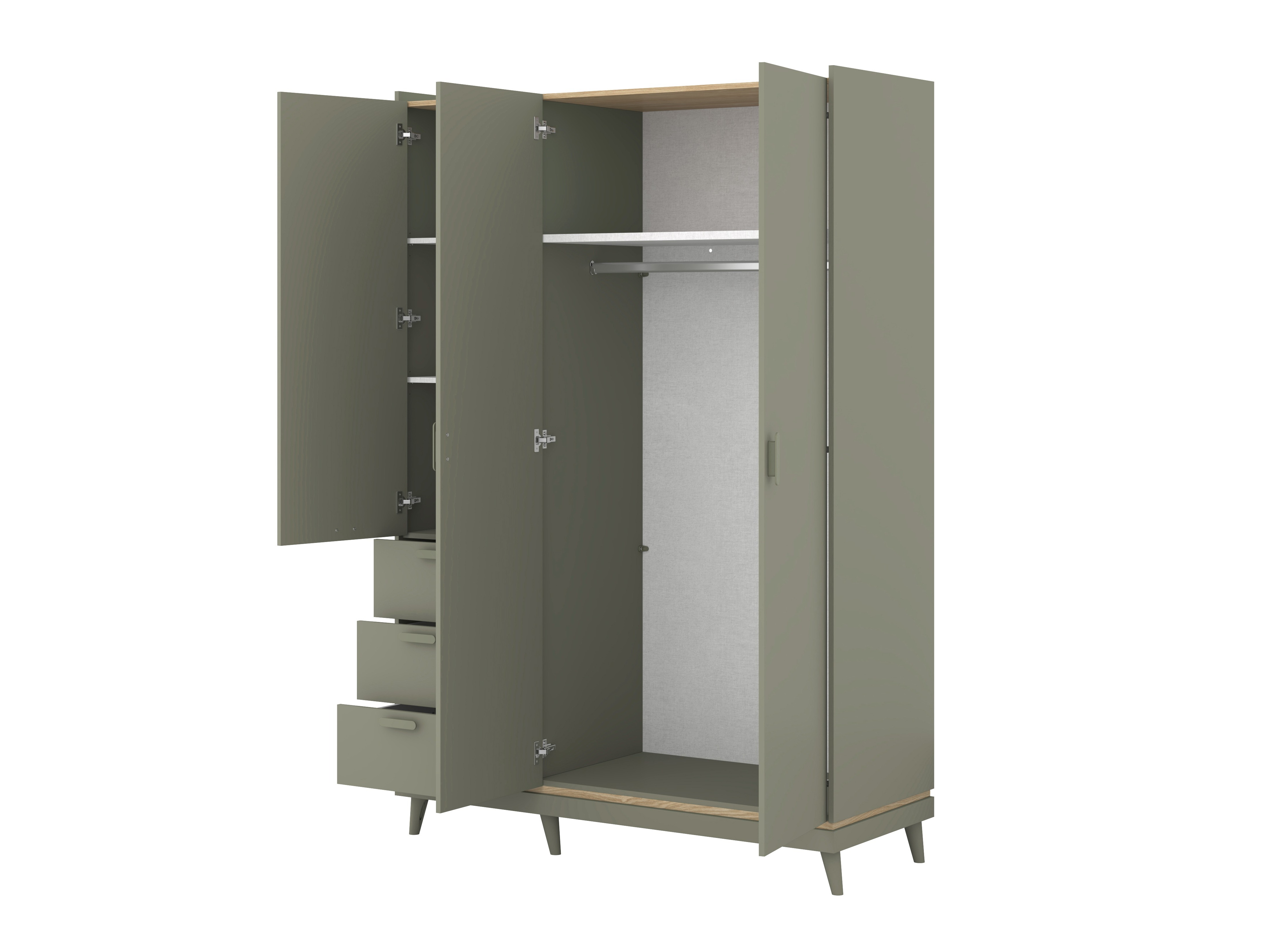 Kleiderschrank Fertalu 100 (Grün + Eichenholzoptik)