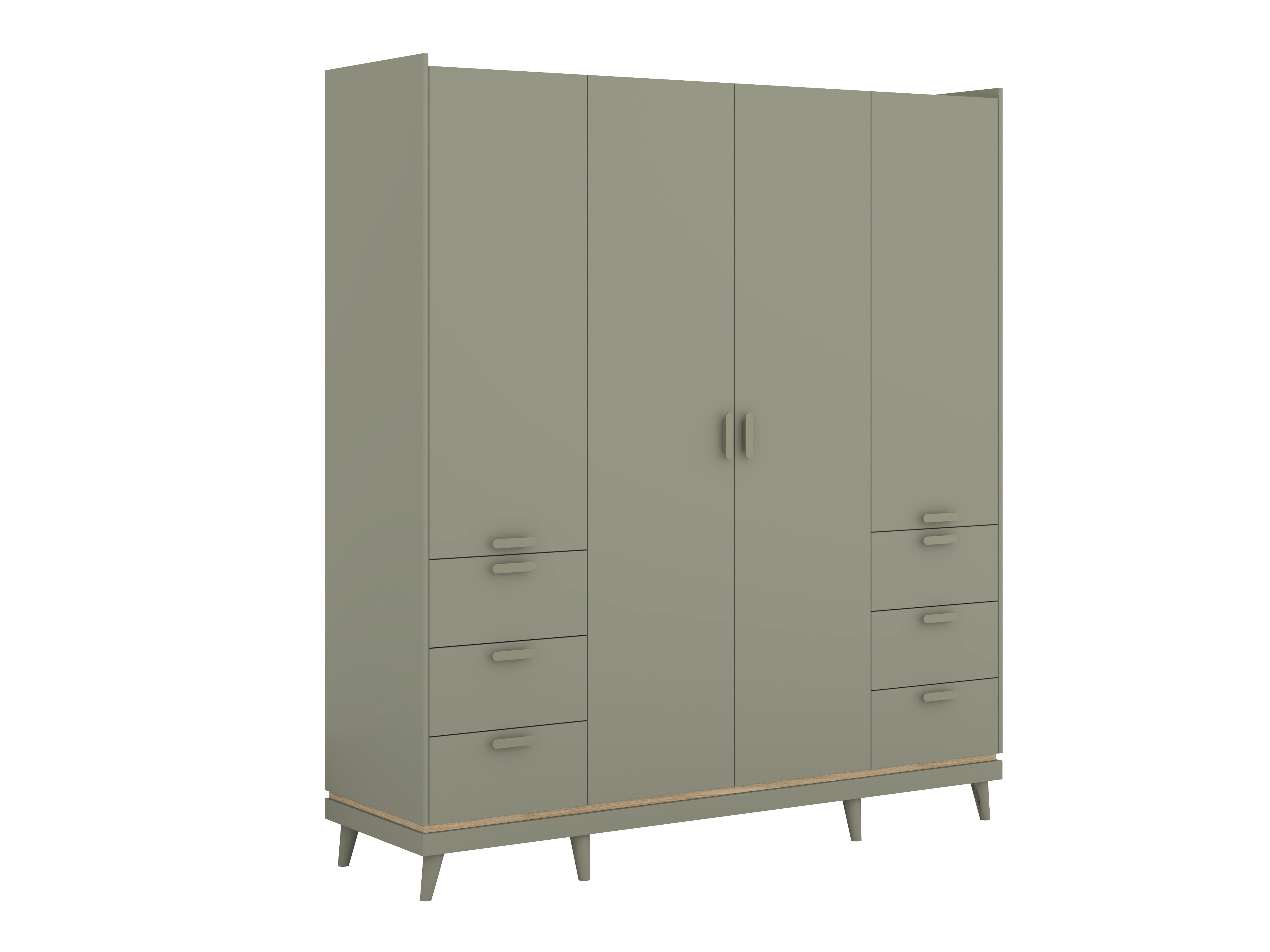 Kleiderschrank Fertalu 101 (Grün + Eichenholzoptik)