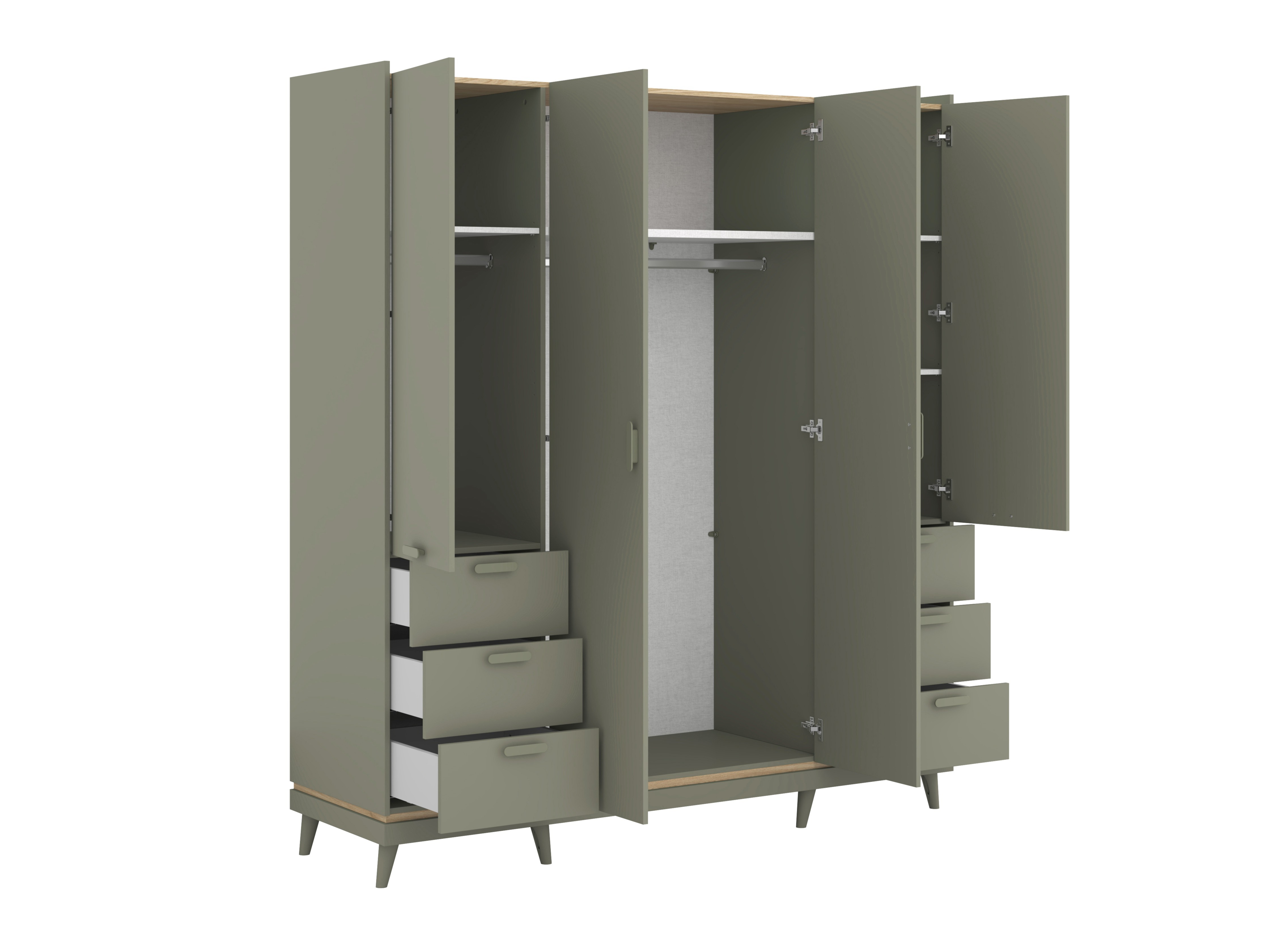 Kleiderschrank Fertalu 101 (Grün + Eichenholzoptik)
