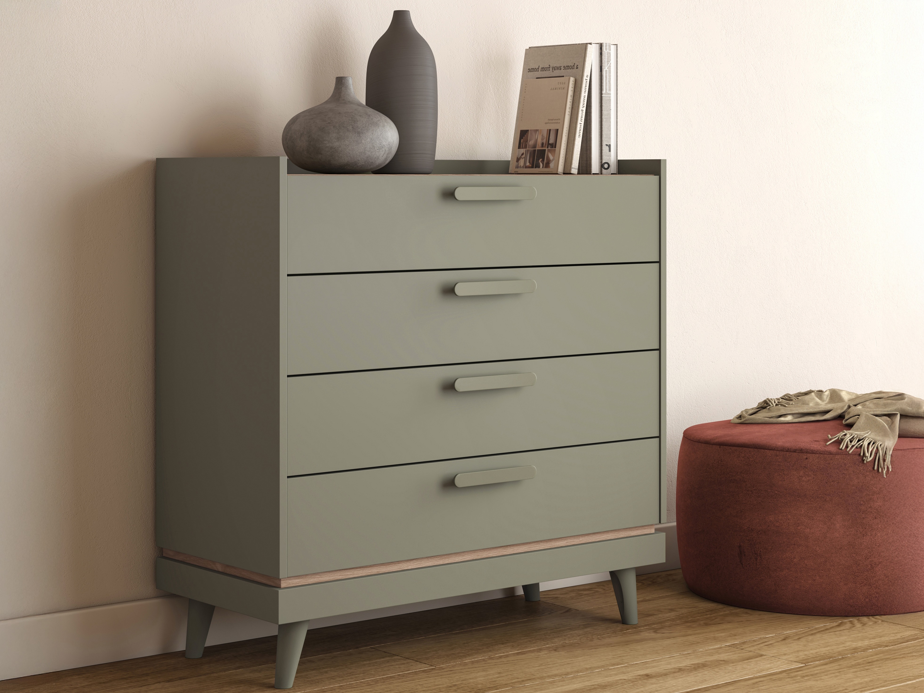 Kommode Fertalu 104 (Grün + Eichenholzoptik)