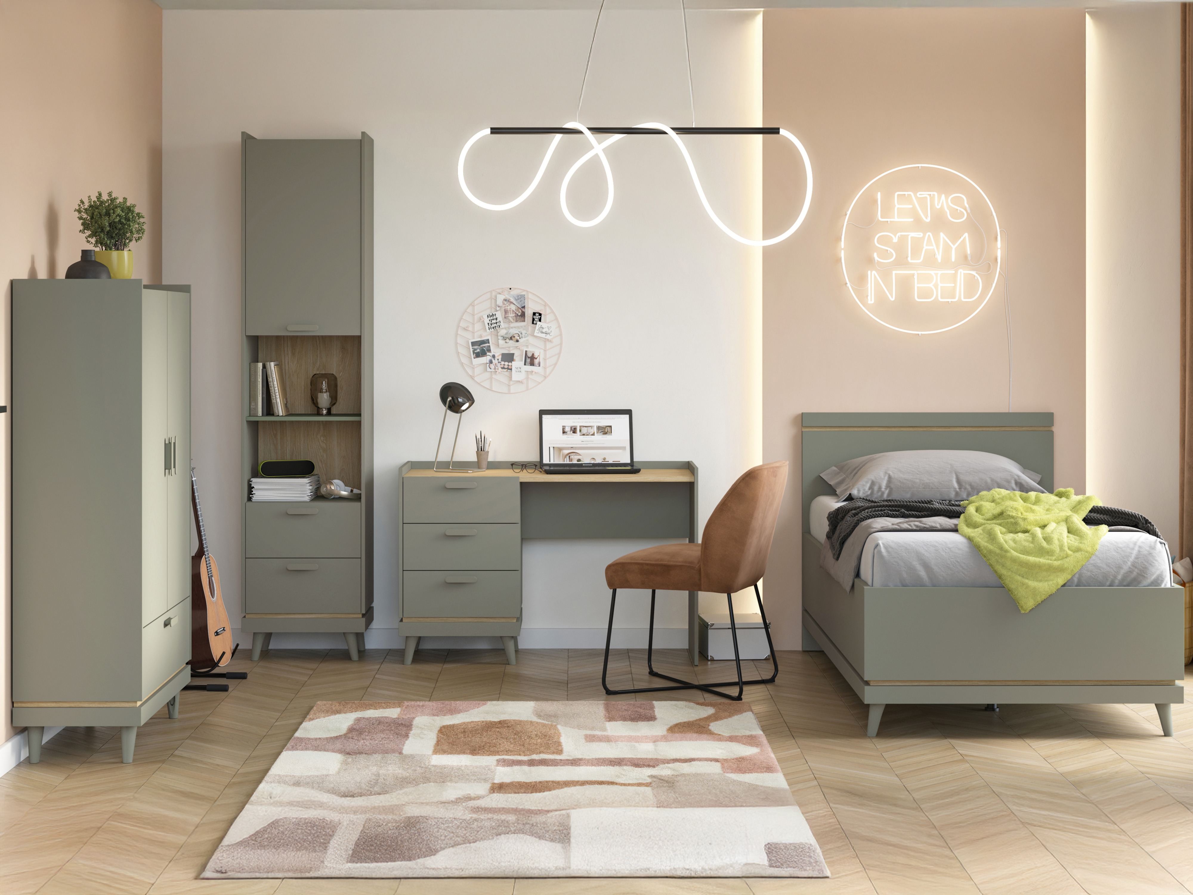 Regal Fertalu 105 (Grün + Eichenholzoptik)