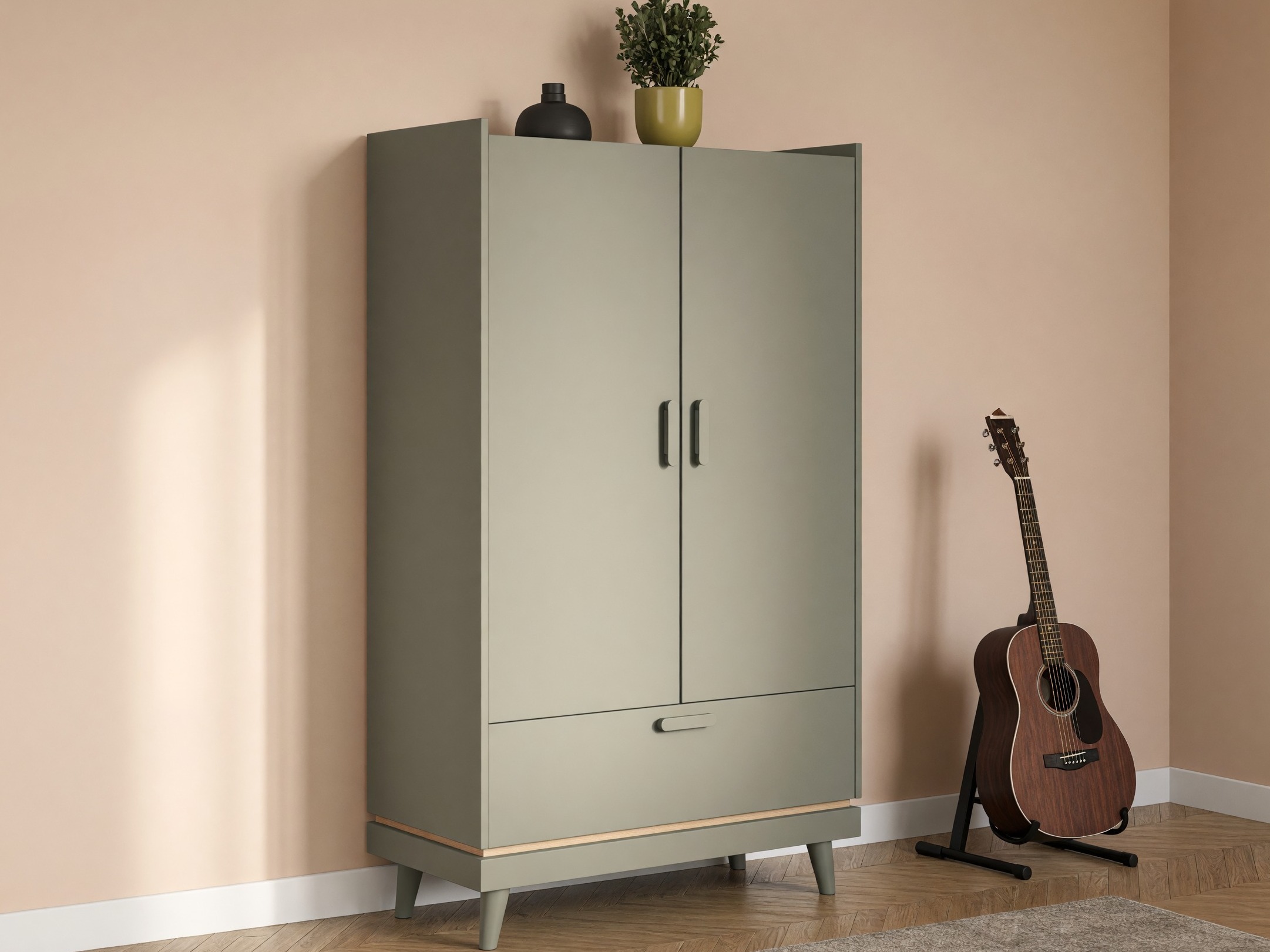 Regal Fertalu 105 (Grün + Eichenholzoptik)
