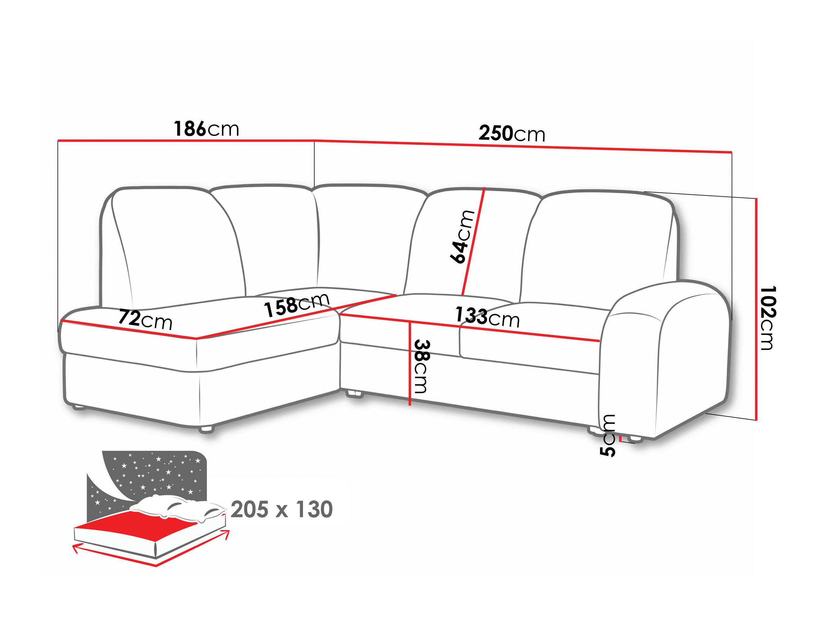 Ecksofa Carson 136 (Vibe 06)