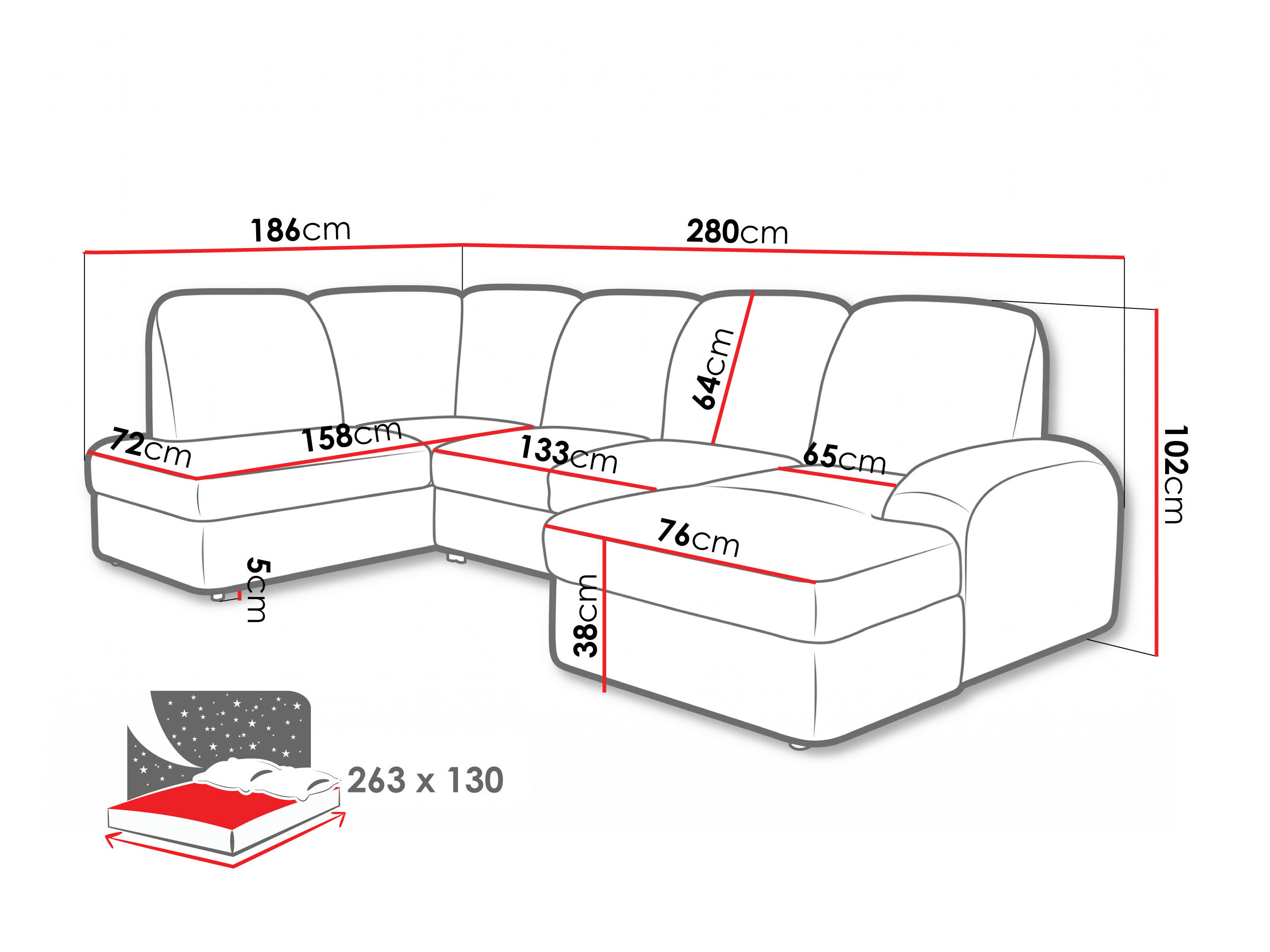 Ecksofa Carson 138 (Vibe 86)
