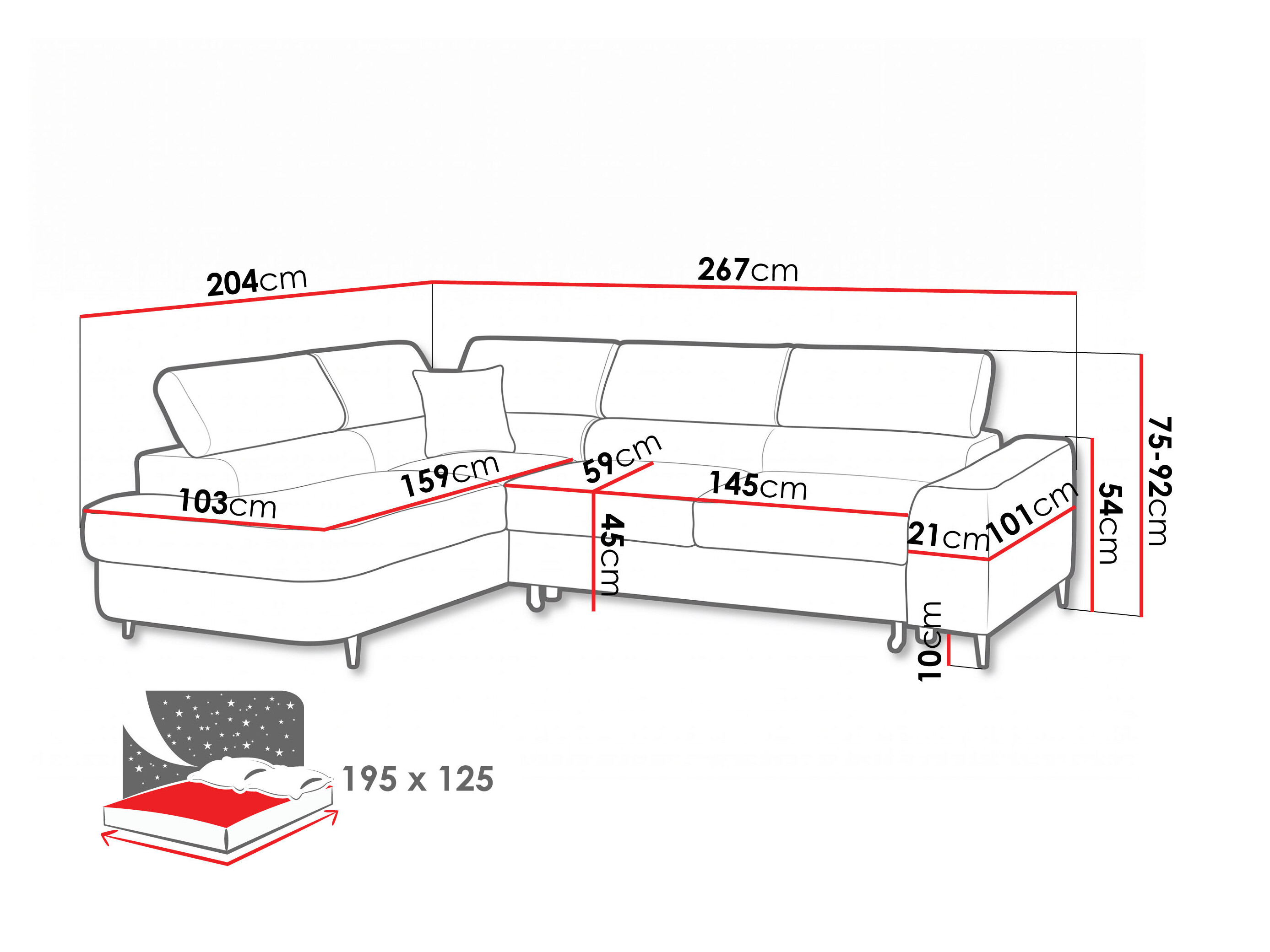 Ecksofa Carson 143 (Lumo 55)