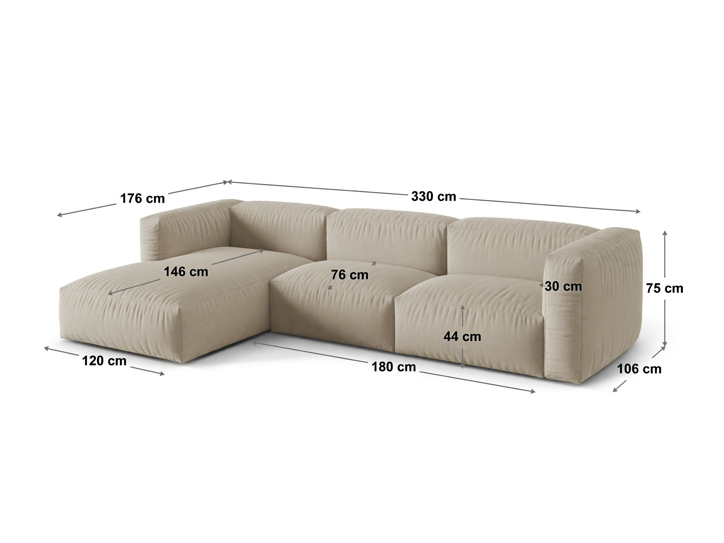 Modulares Ecksofa Sorcoro 120 (Monet Silver)