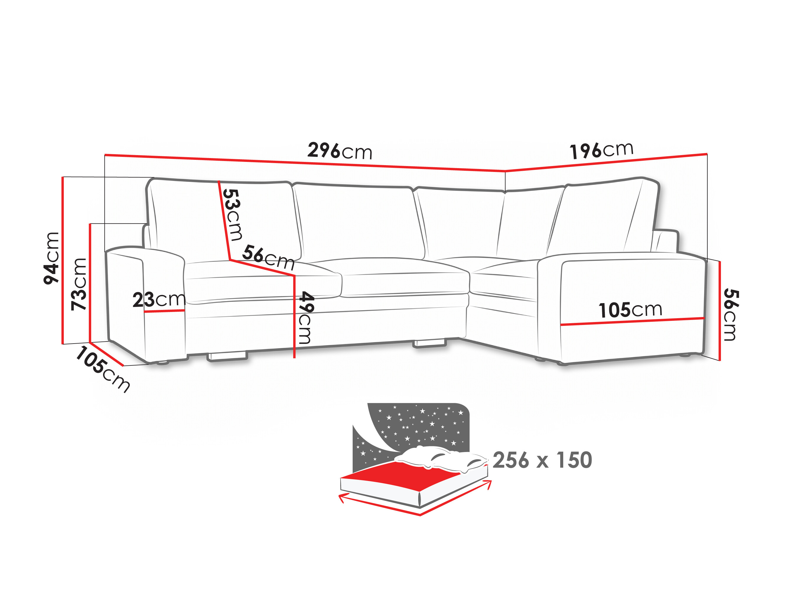 Ecksofa Lufkin 160 (Onega 19)