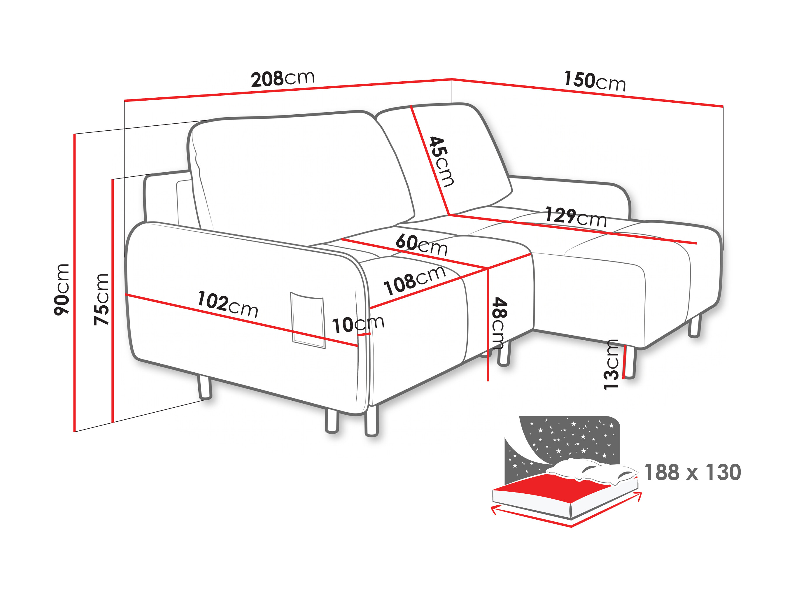Ecksofa Lufkin 155 (Gerra 65)