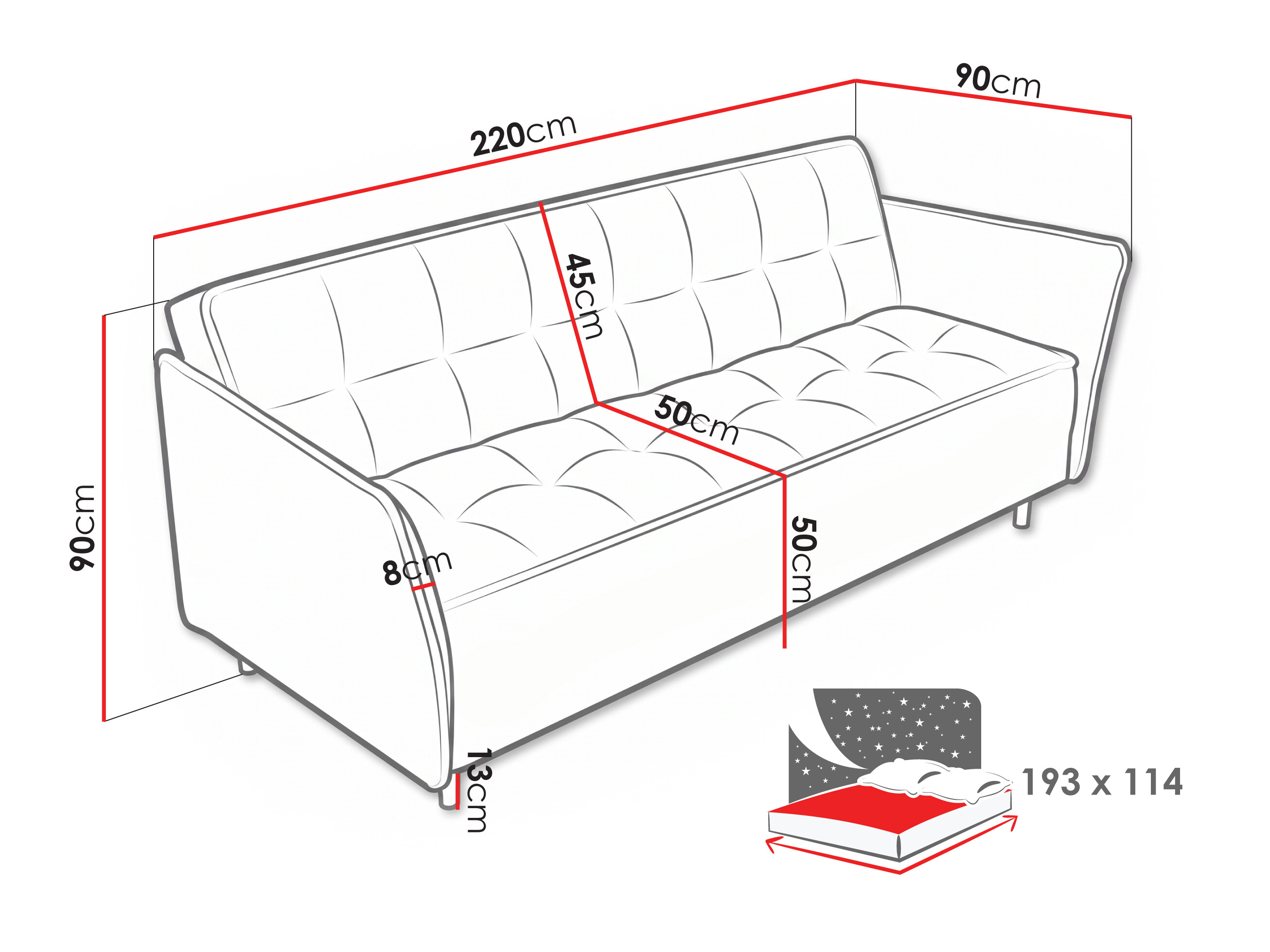 Schlafsofa Lufkin 130 (Curio 99)