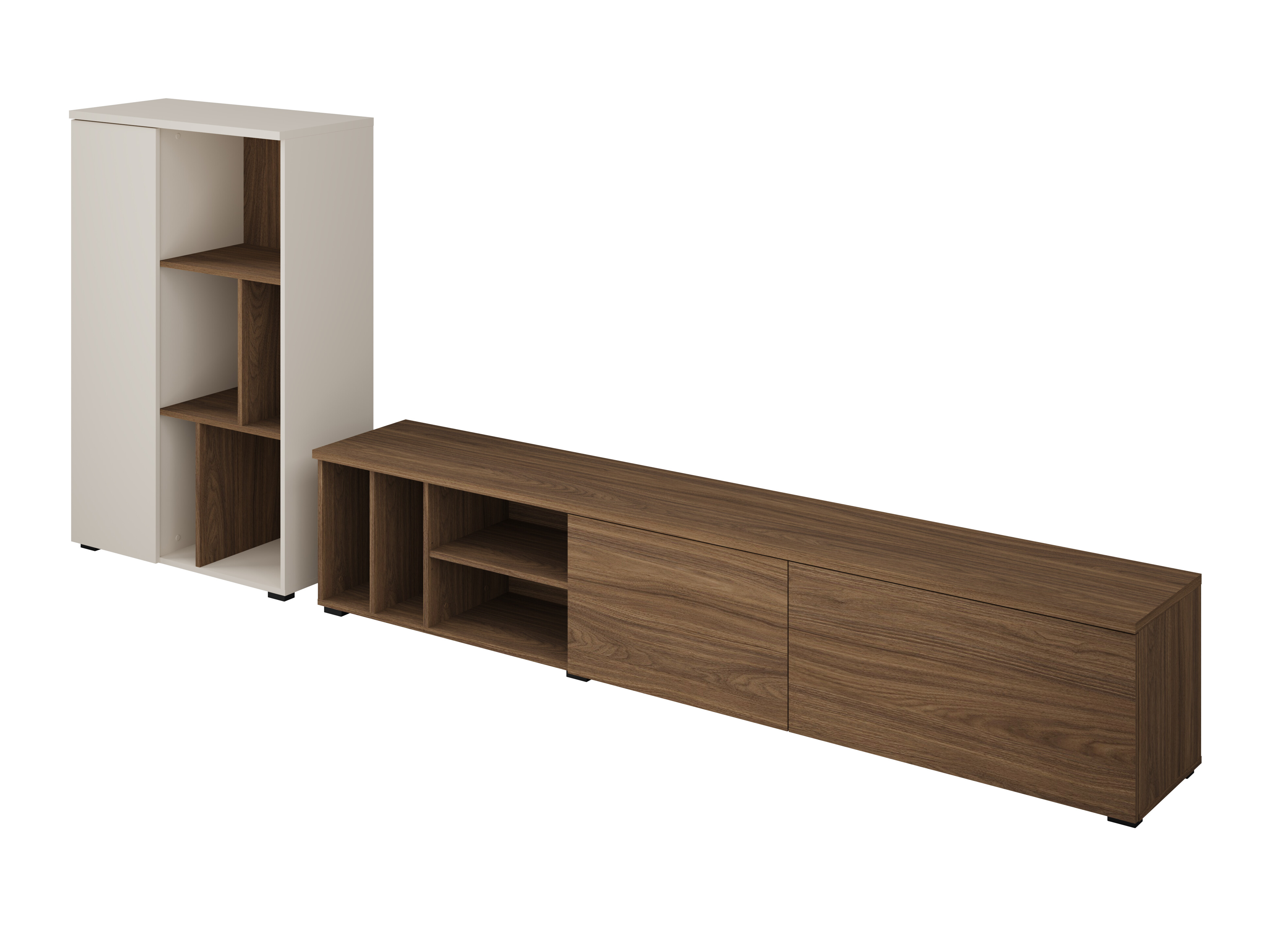 Wohnzimmer-Set Austin 399 (Walnussholzoptik + Kaschmir)