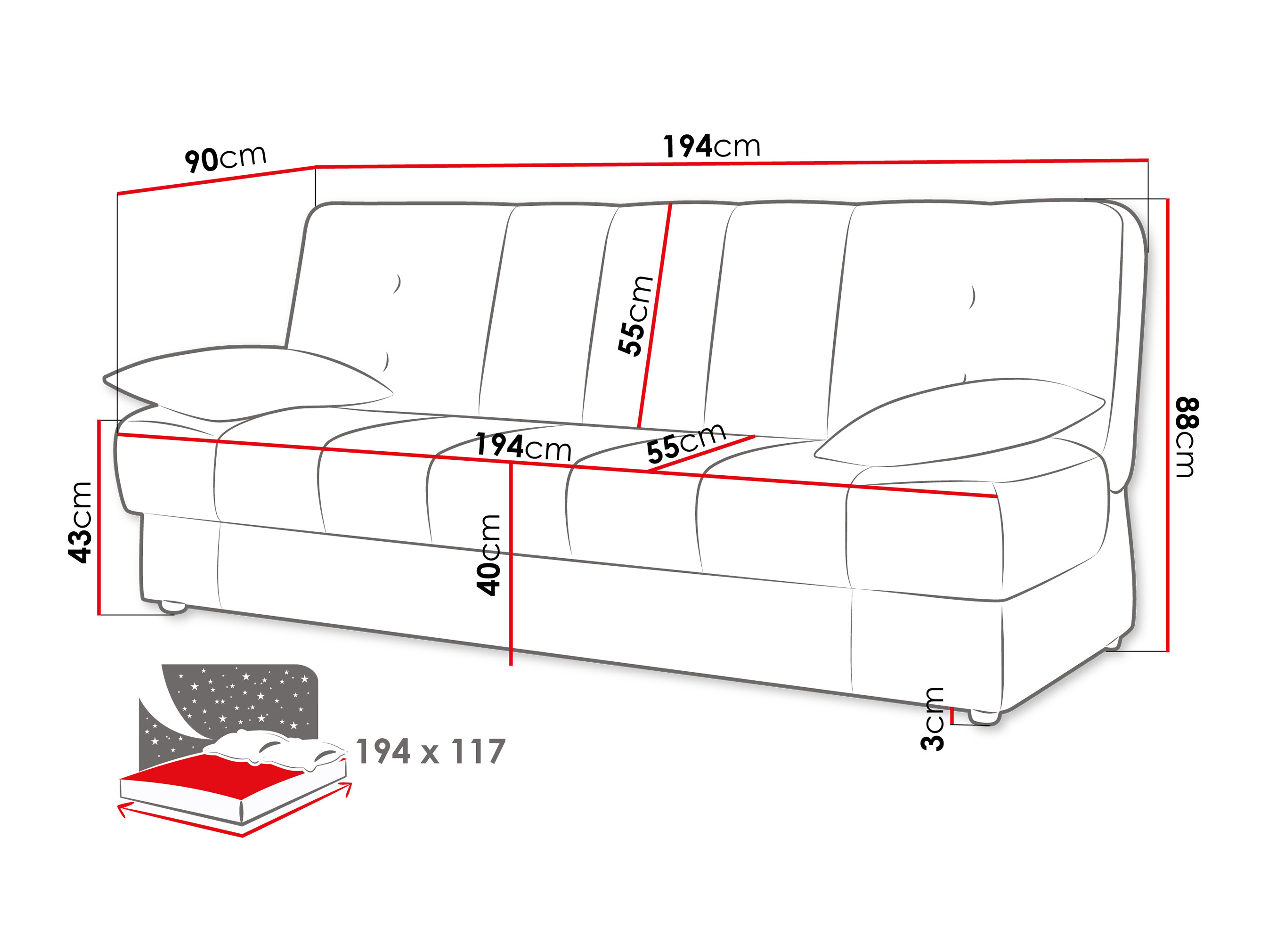 Schlafsofa Columbus 120 (Lumo 75)