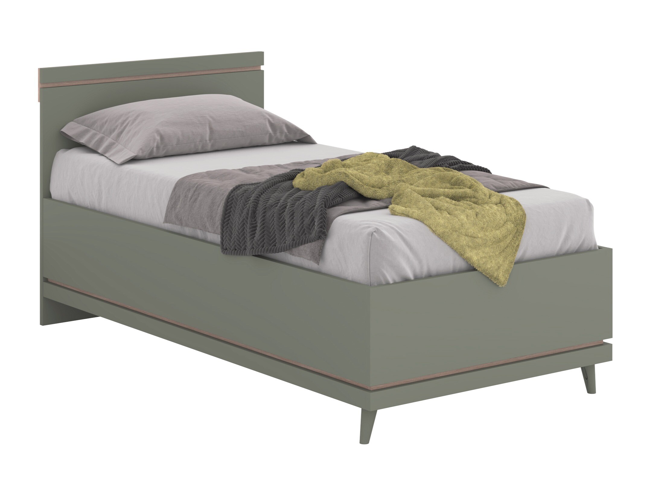 Bett Fertalu 107 (Grün + Eiche)