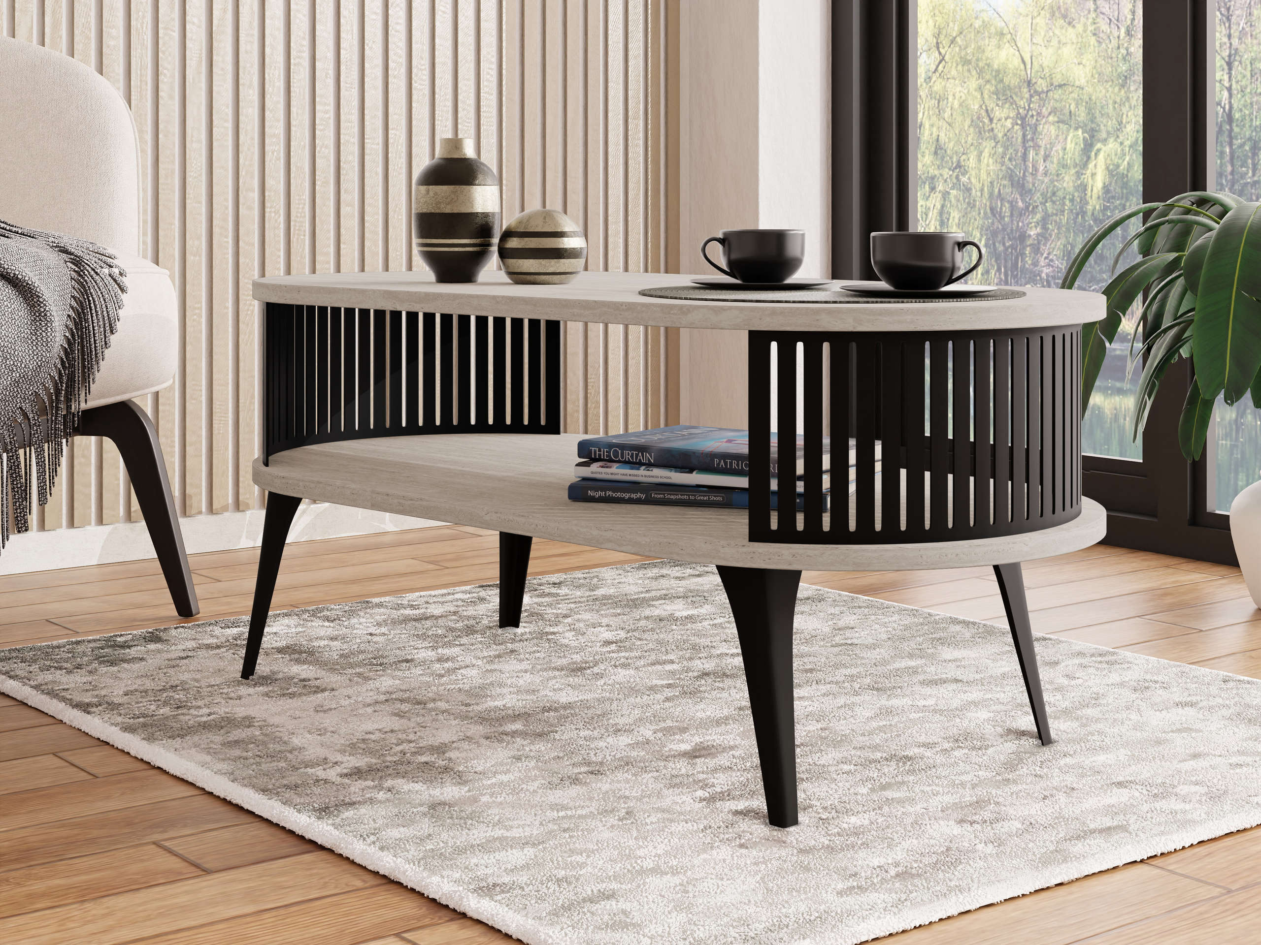 Couchtisch Vitum III (Heller Travertin)