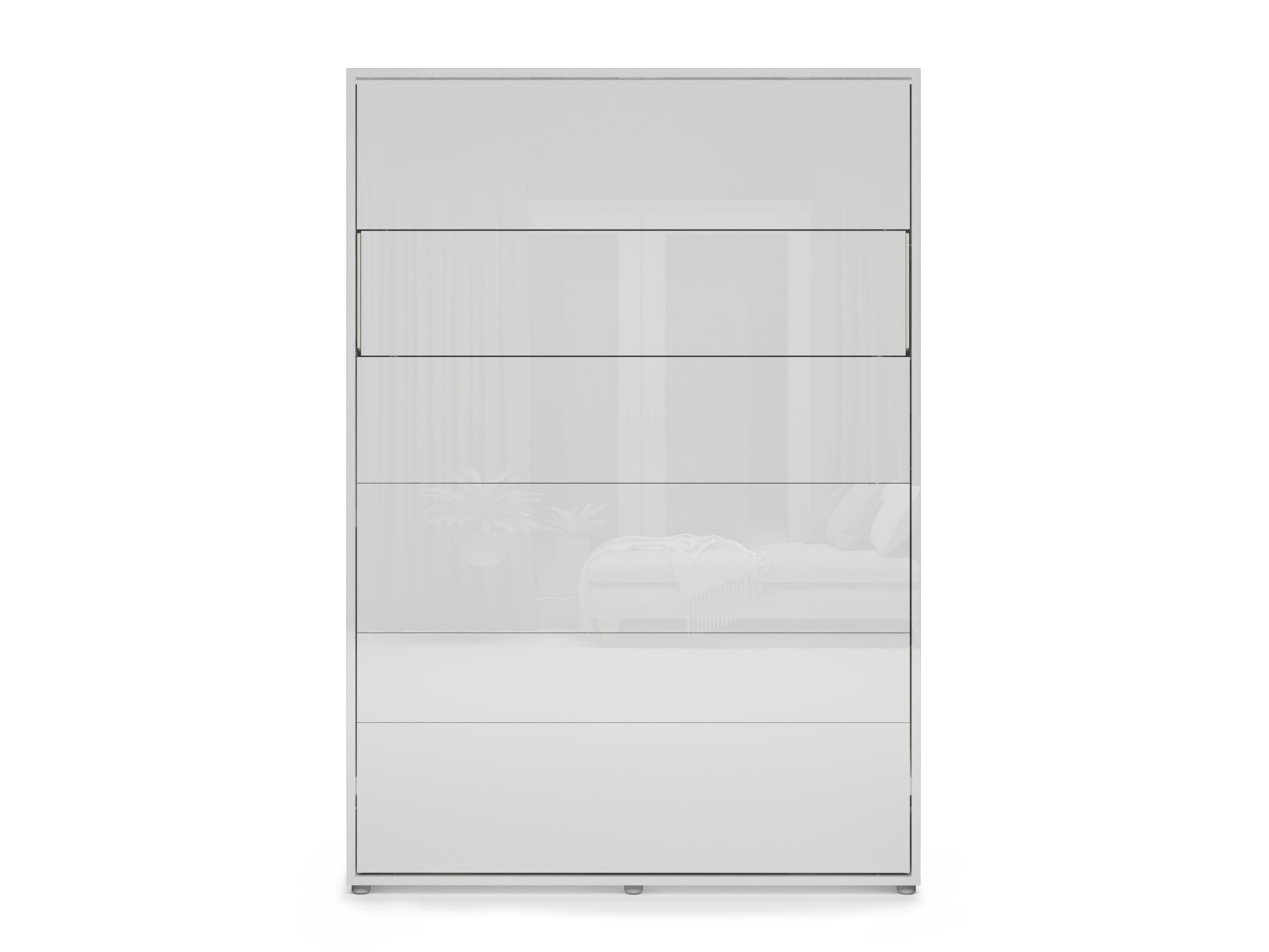 Schrankbett Concept Lenart IX (Weiss + Weiss glänzend)
