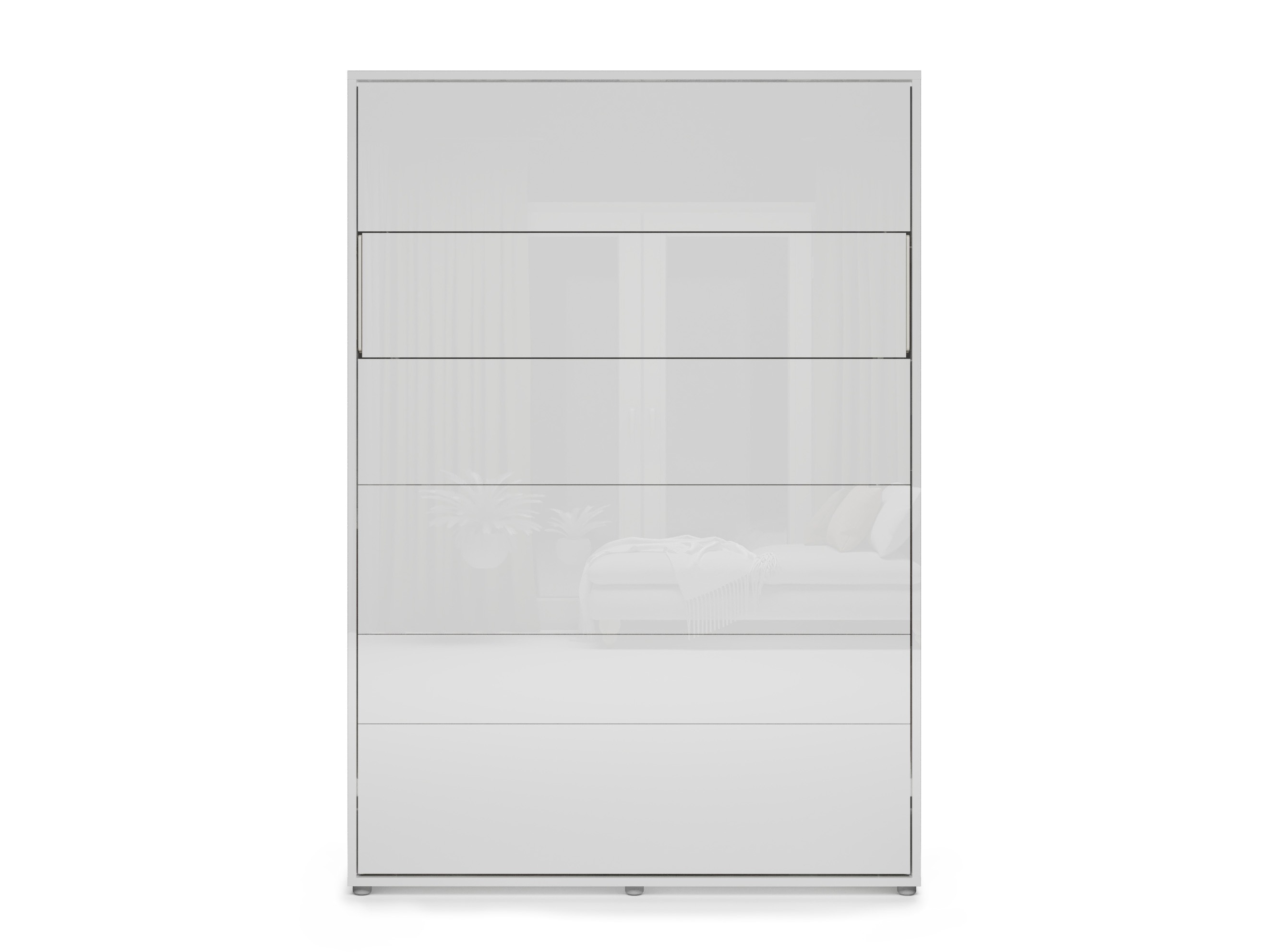 Schrankbett Concept Lenart IX (Weiss + Weiss glänzend)