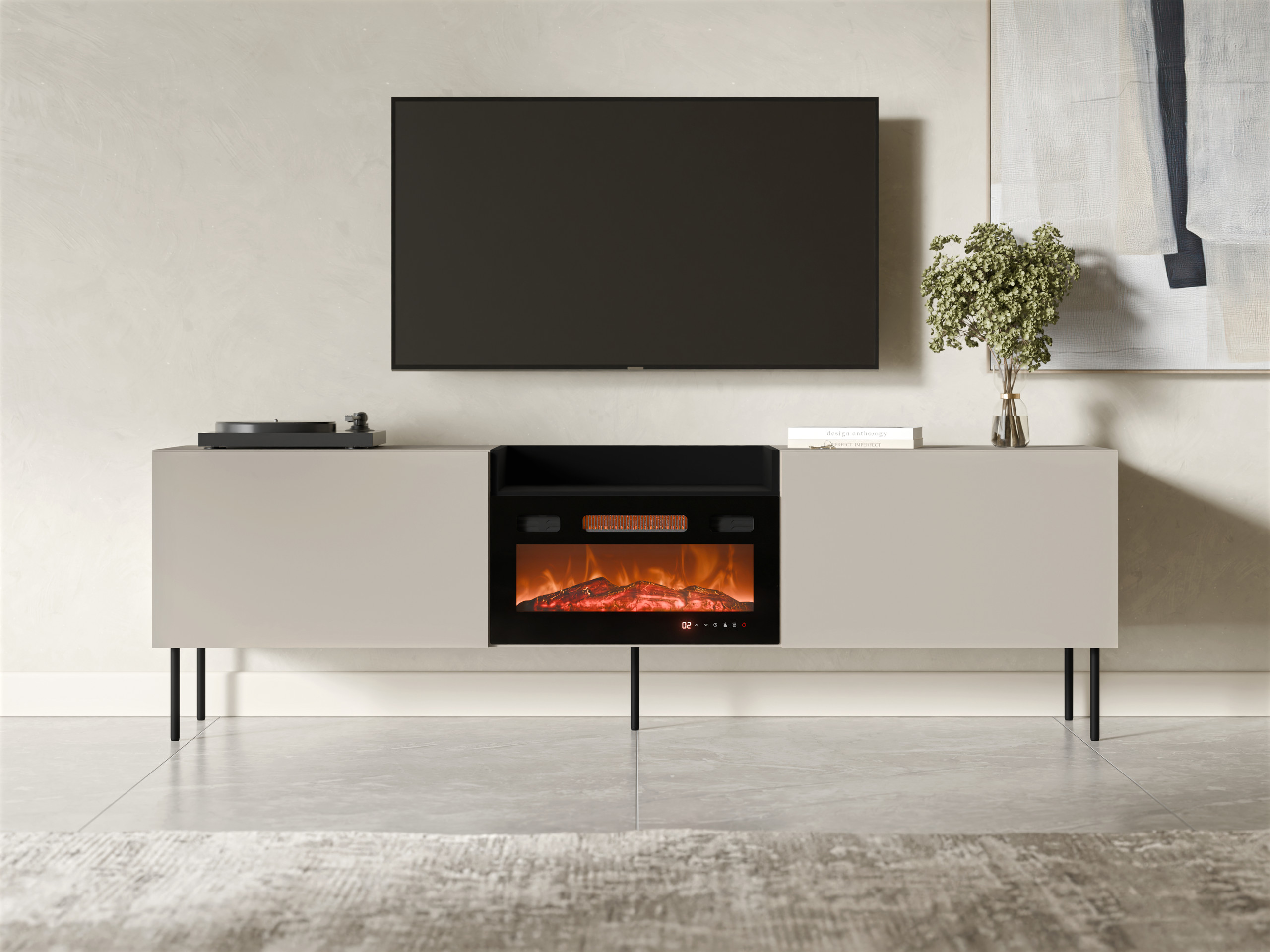 TV-Möbel Charlotte 216 (Kaschmir + Schwarz)