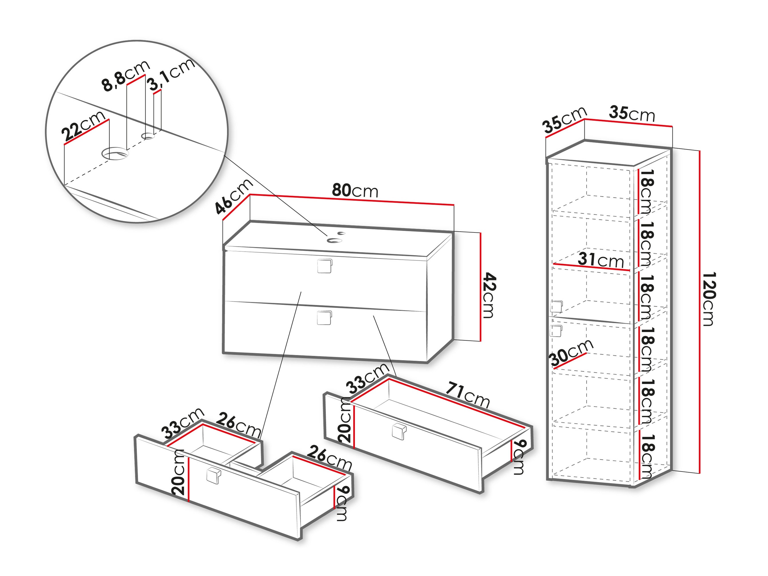 Badezimmer-Set Gratal III