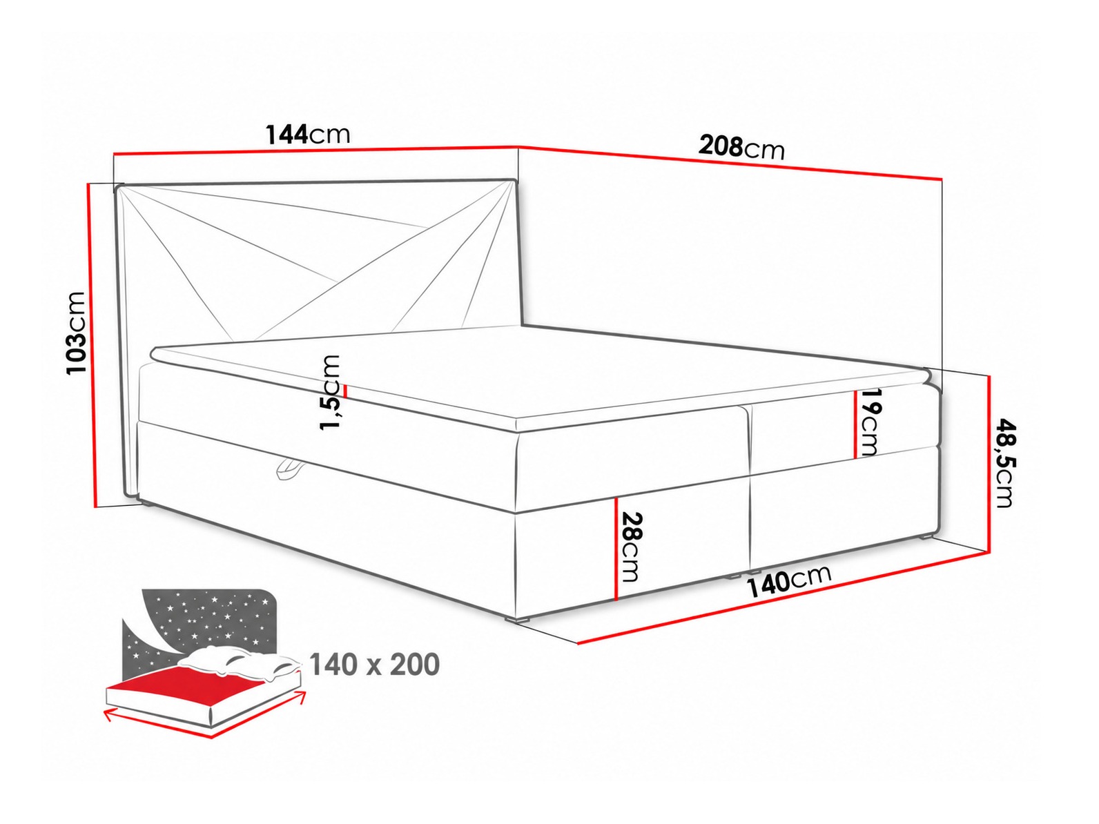 Boxspringbett Pons II (Kronos 15)