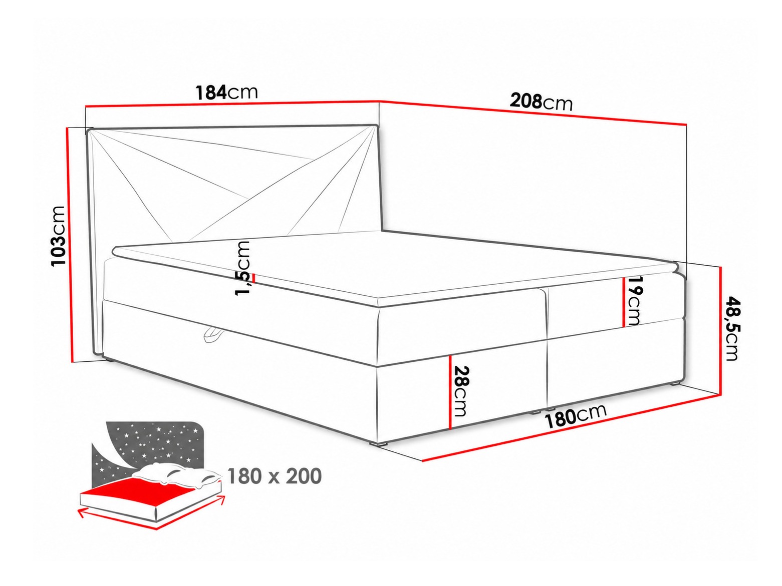 Boxspringbett Pons II (Kronos 15)
