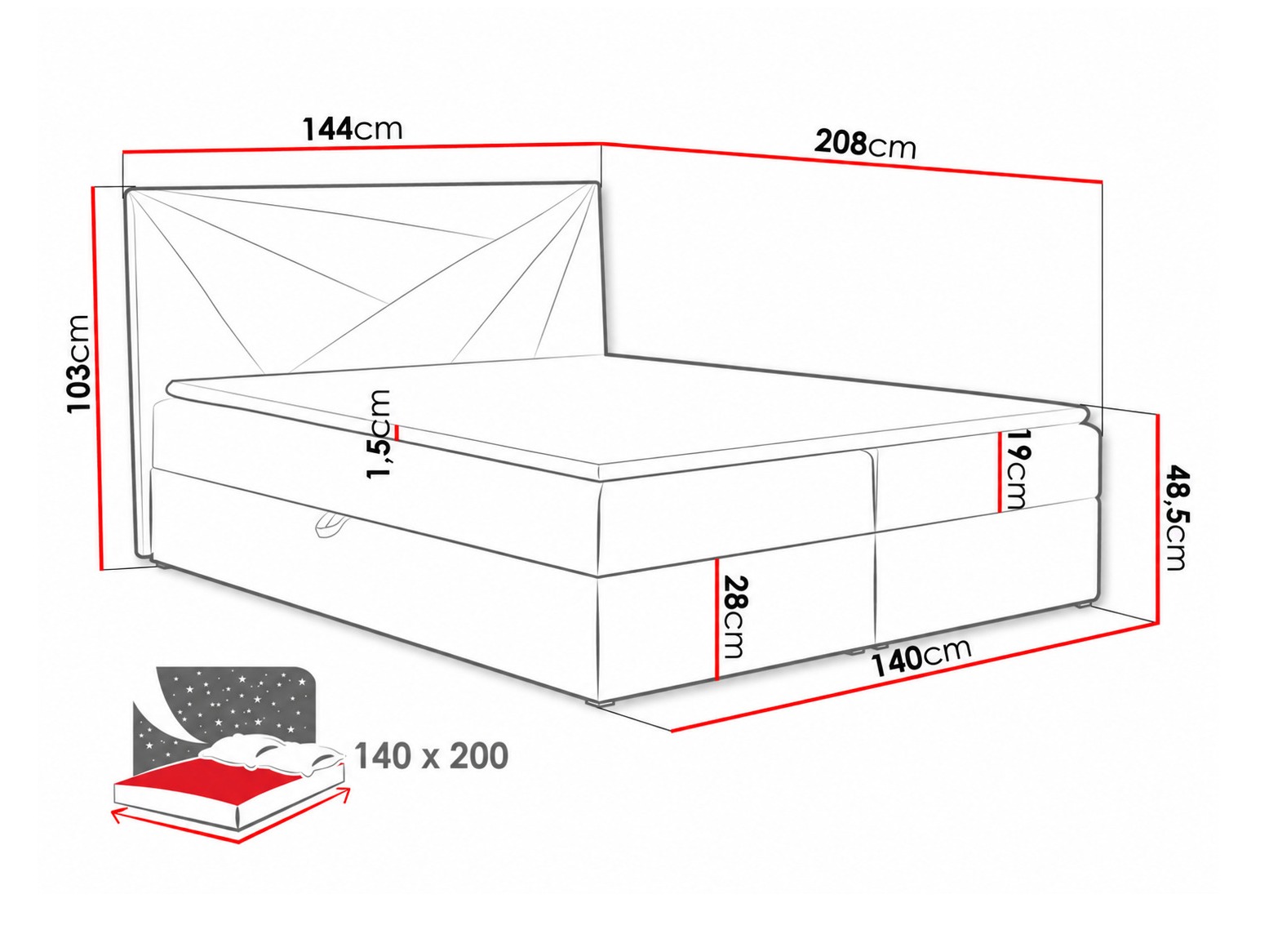 Boxspringbett Pons II (Kronos 34)