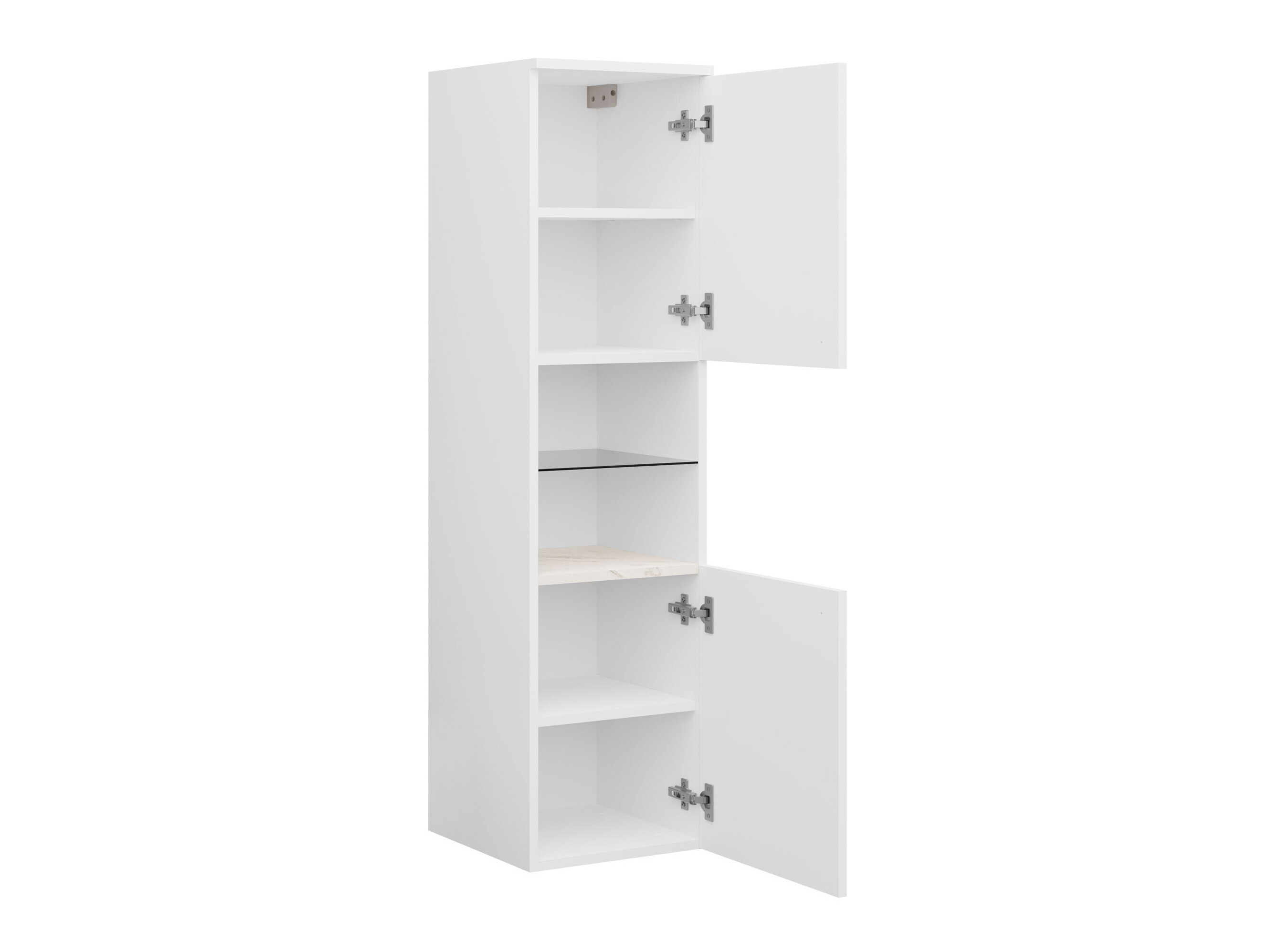 Badezimmer-Hängeschrank Salus (Schwarz + Schwarzer Marmor)