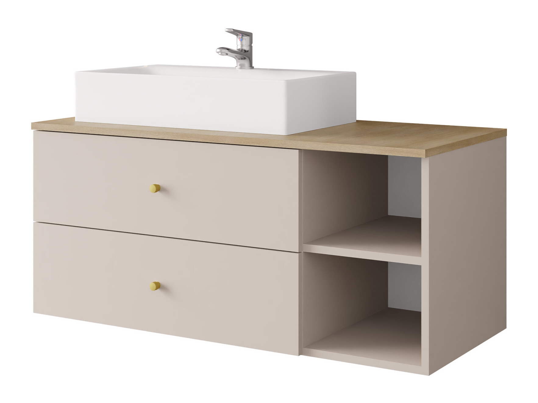Wandhängender Waschtischunterschrank Salus (Kaschmir + Cremona-Eiche)