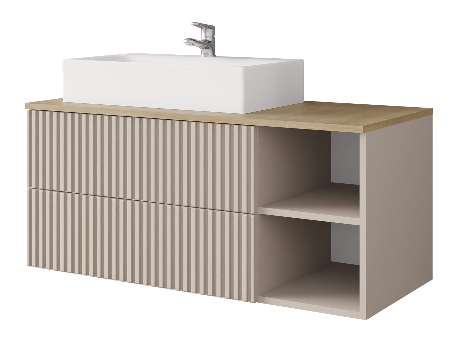 Wandhängender Waschtischunterschrank Nauta (Kaschmir + Cremona-Eiche)