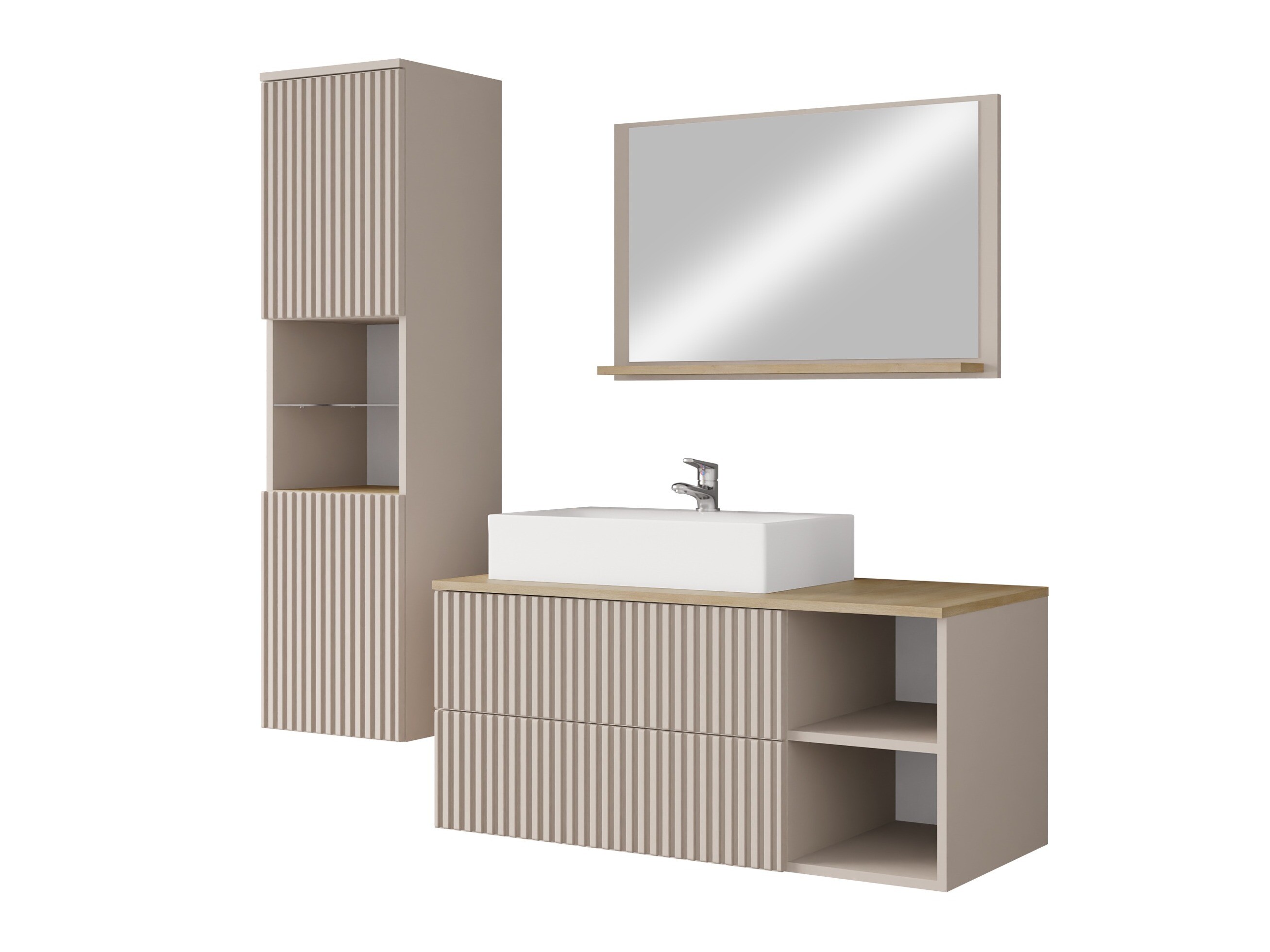 Badezimmer-Set Nauta I (Kaschmir + Cremona-Eiche)