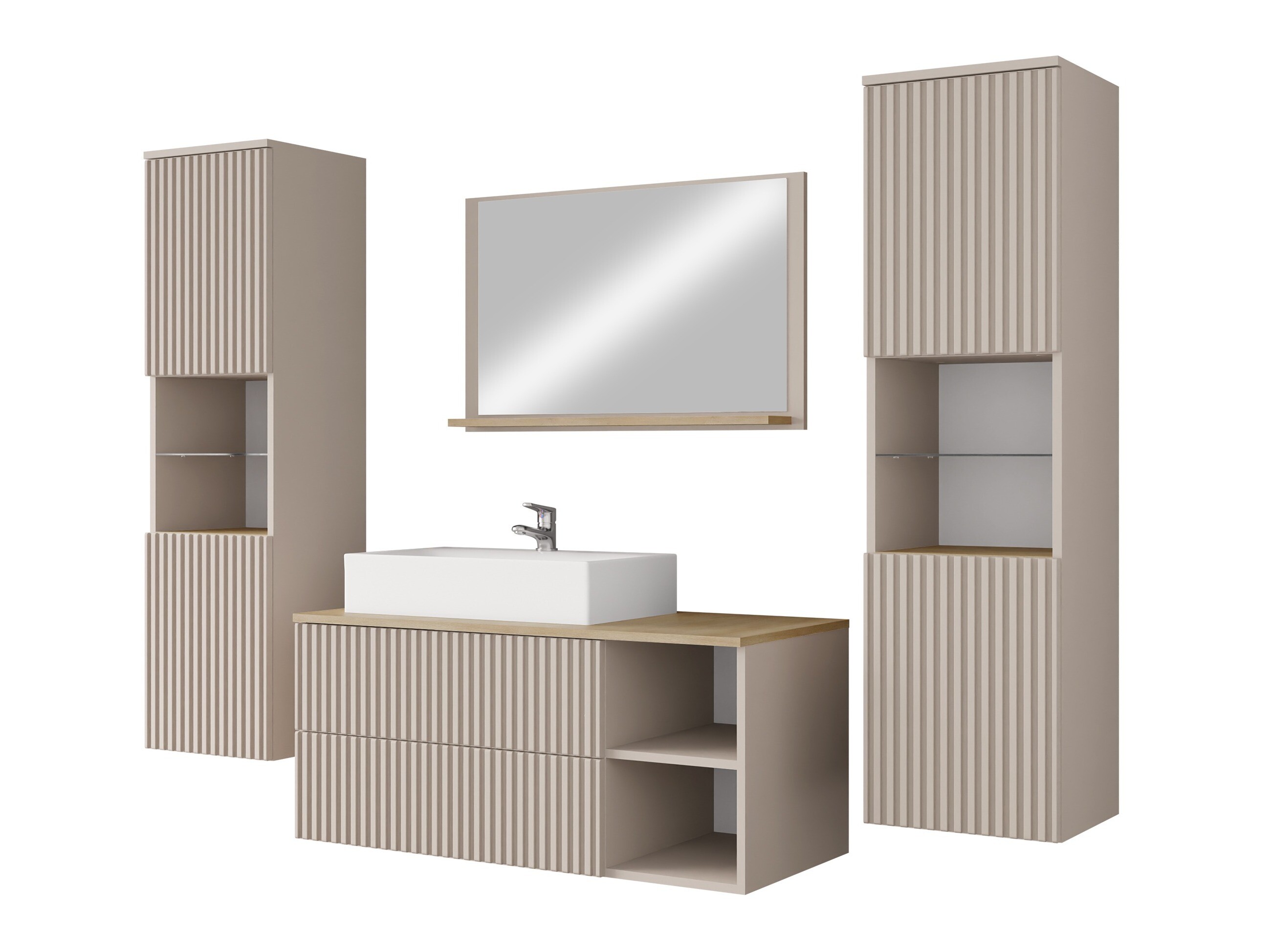 Badezimmer-Set Nauta II (Kaschmir + Cremona-Eiche)