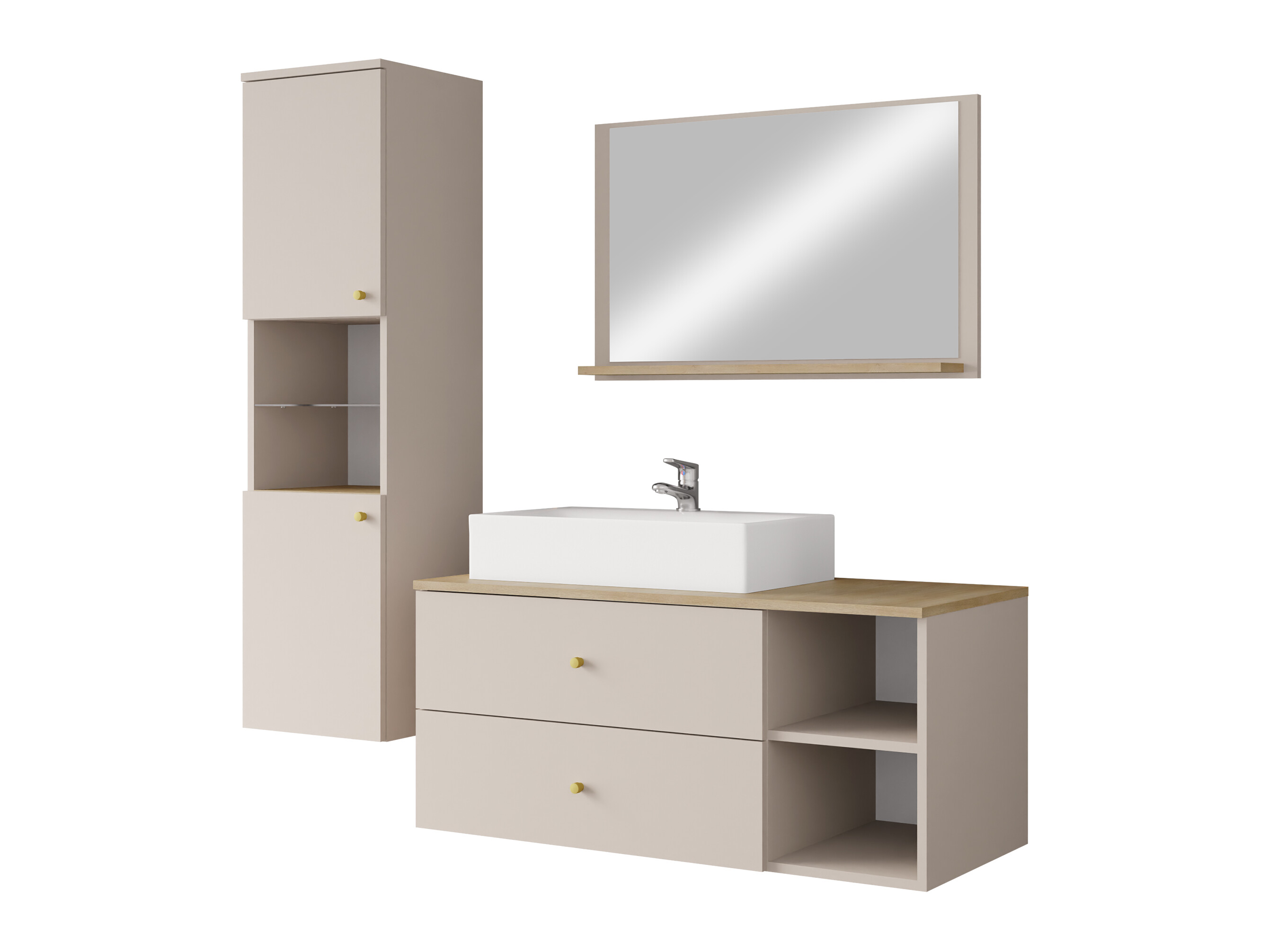 Badezimmer-Set Salus II (Kaschmir + Cremona-Eiche)
