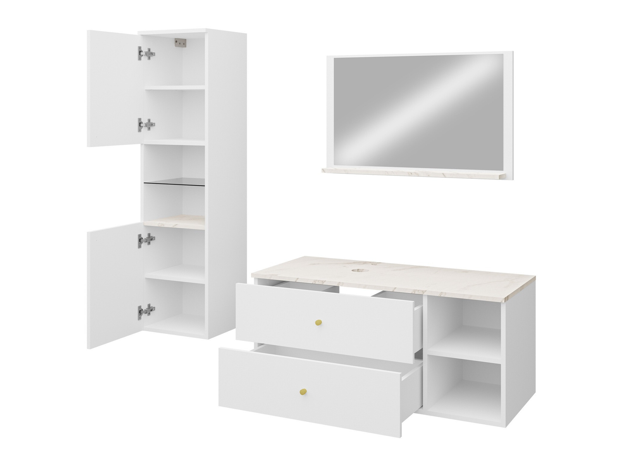 Badezimmer-Set Salus II (Schwarz + Schwarzer Marmor)