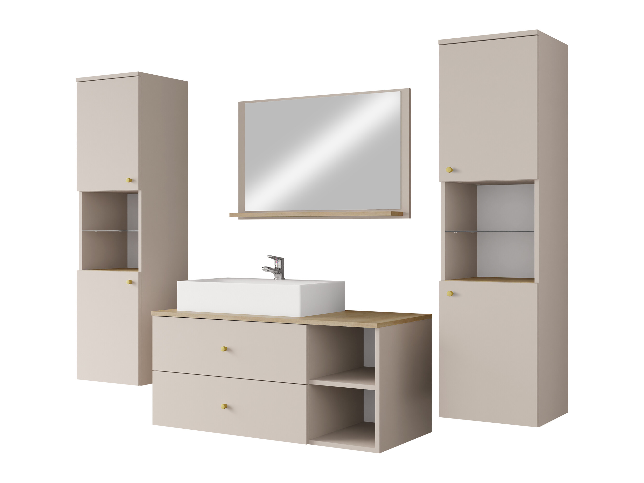 Badezimmer-Set Salus III (Kaschmir + Cremona-Eiche)