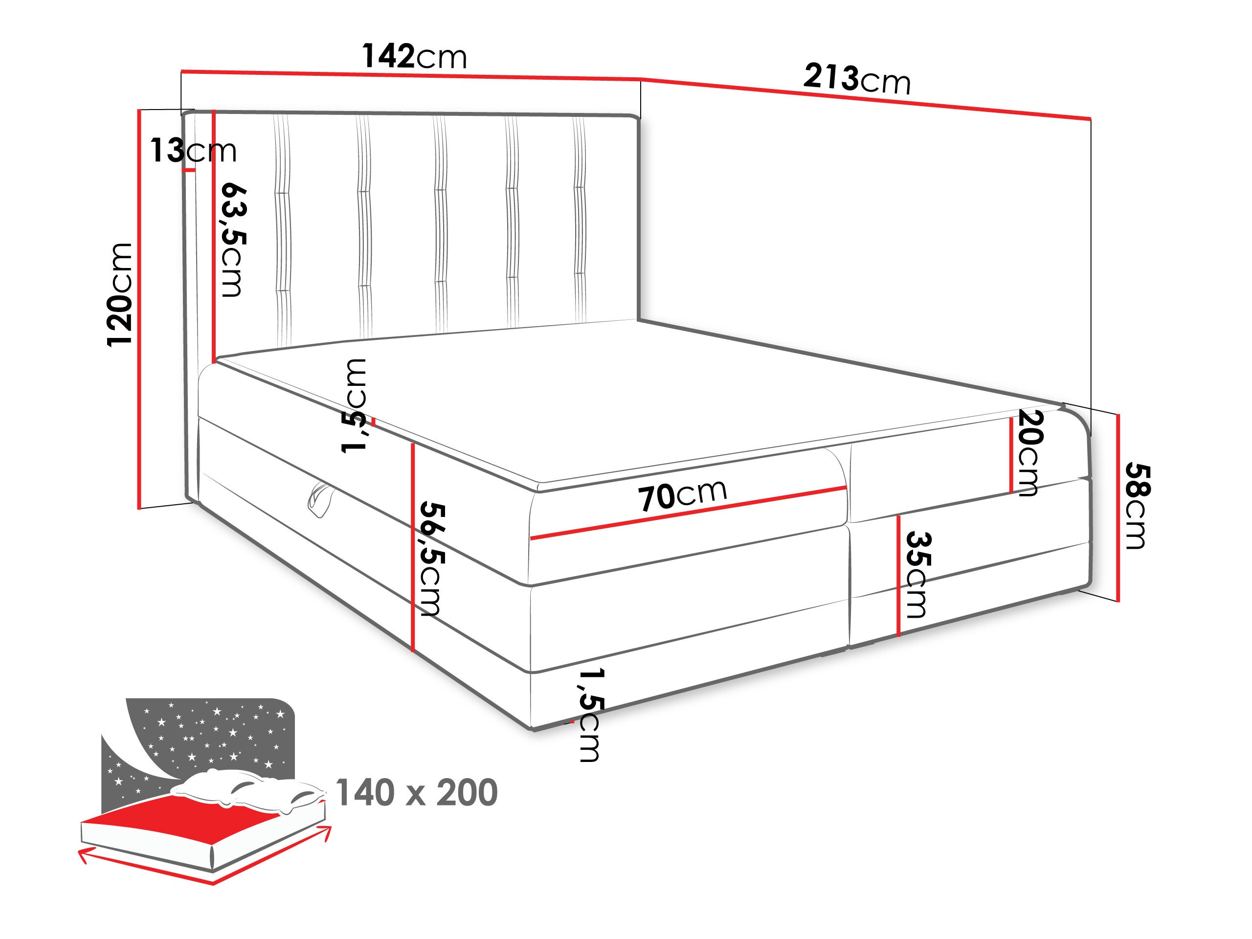 Boxspringbett Villa (Kameleon 92 + Kameleon 84)