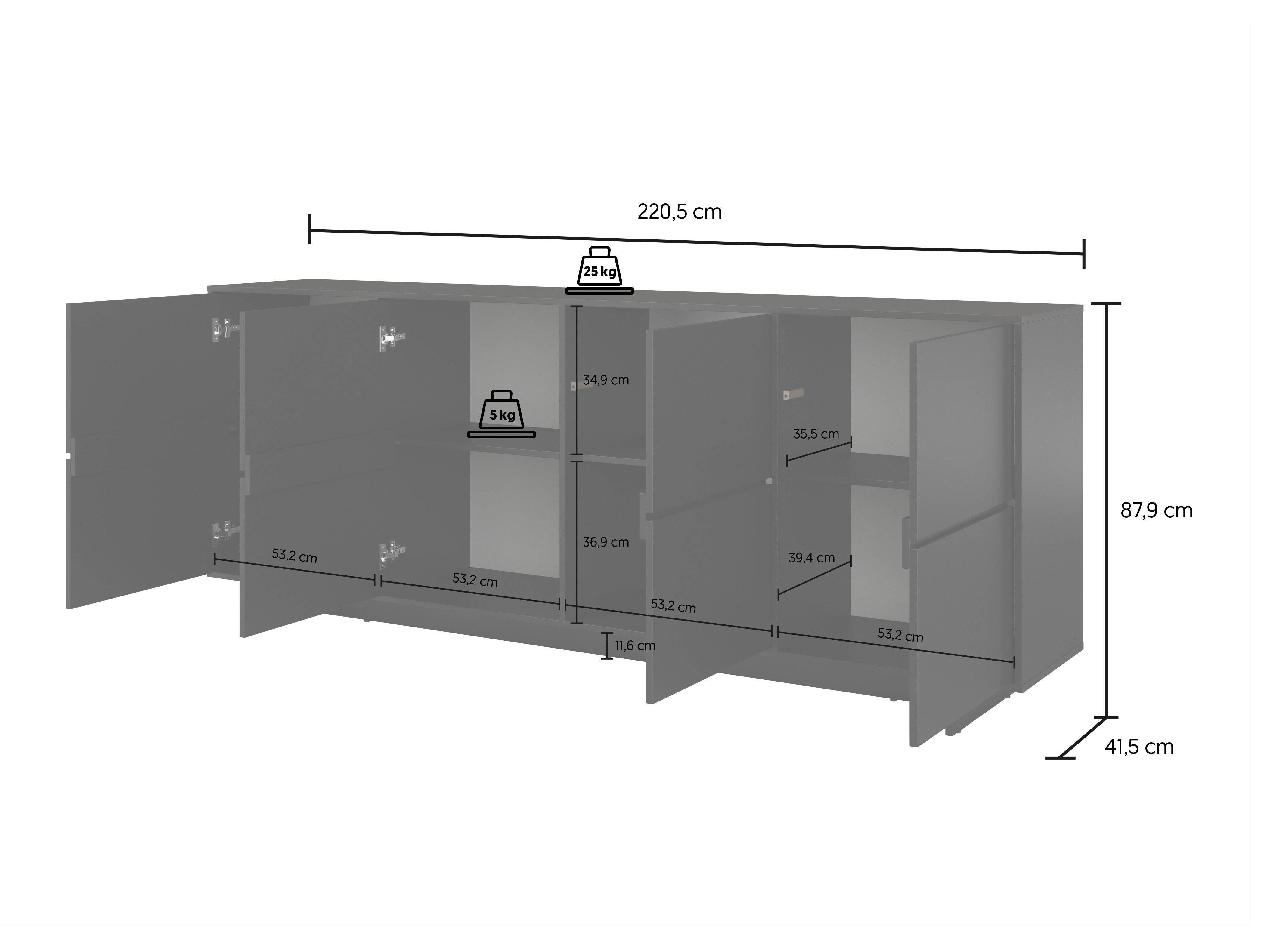 Sideboard Cavbali 102 (Schwarz)