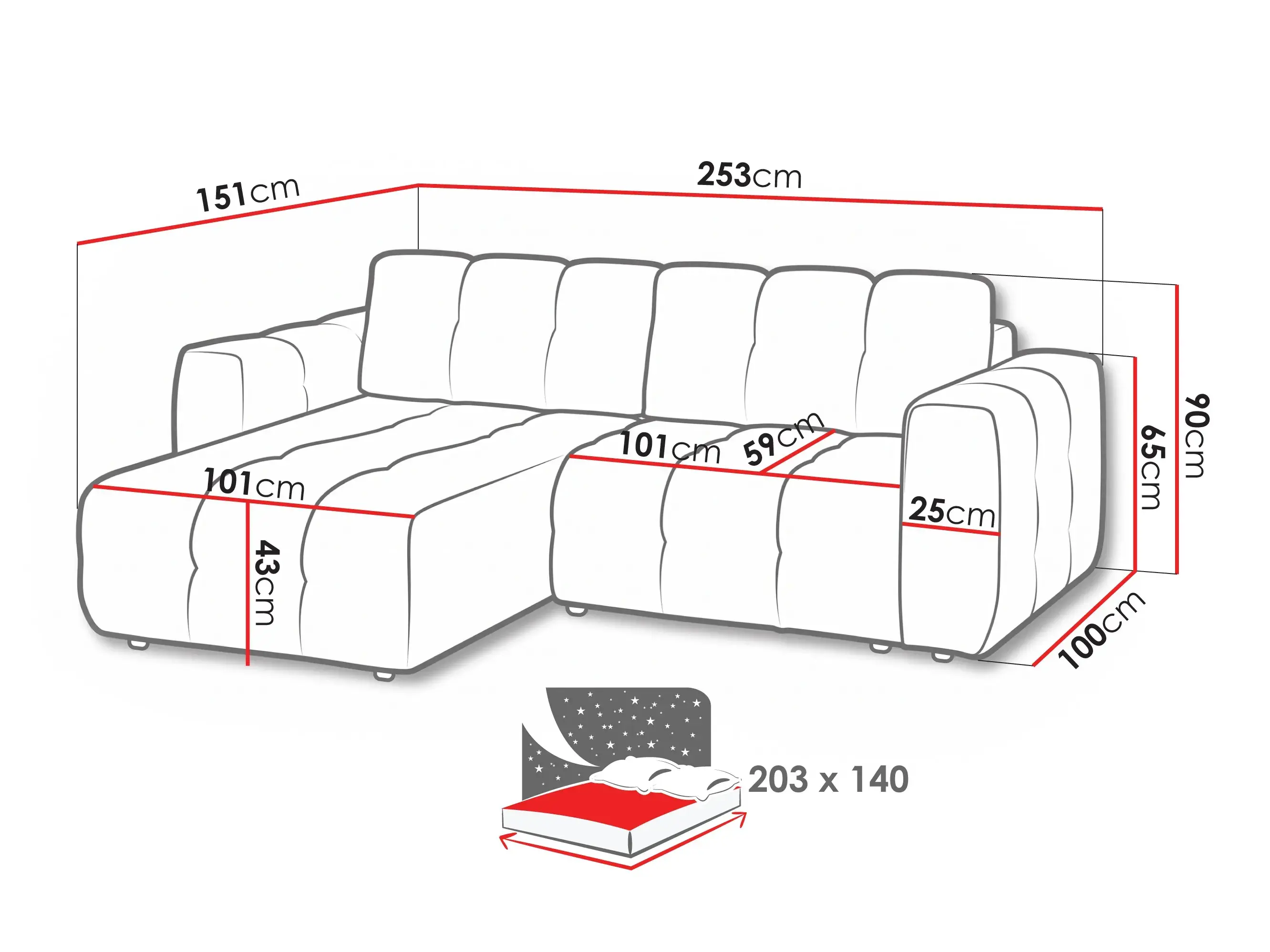 Ecksofa Margate 129 (Raven 06)