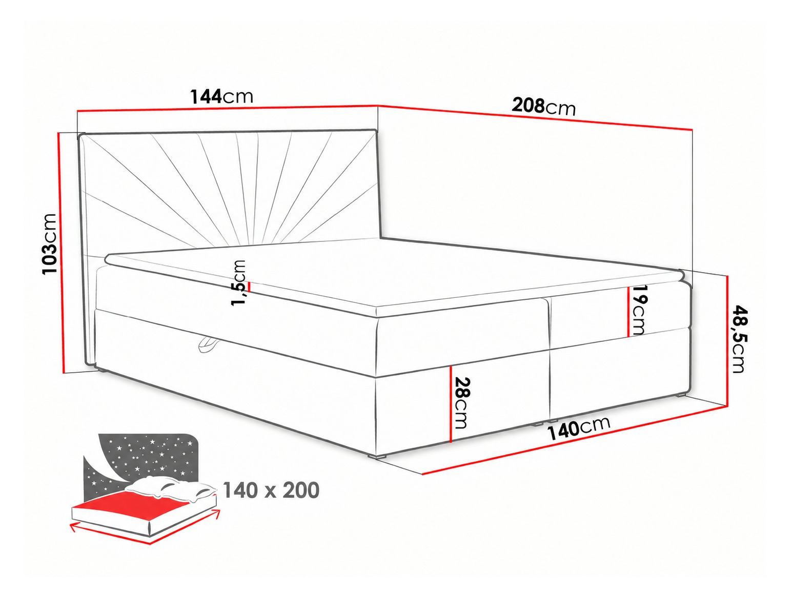 Boxspringbett Pons I (Kronos 15)