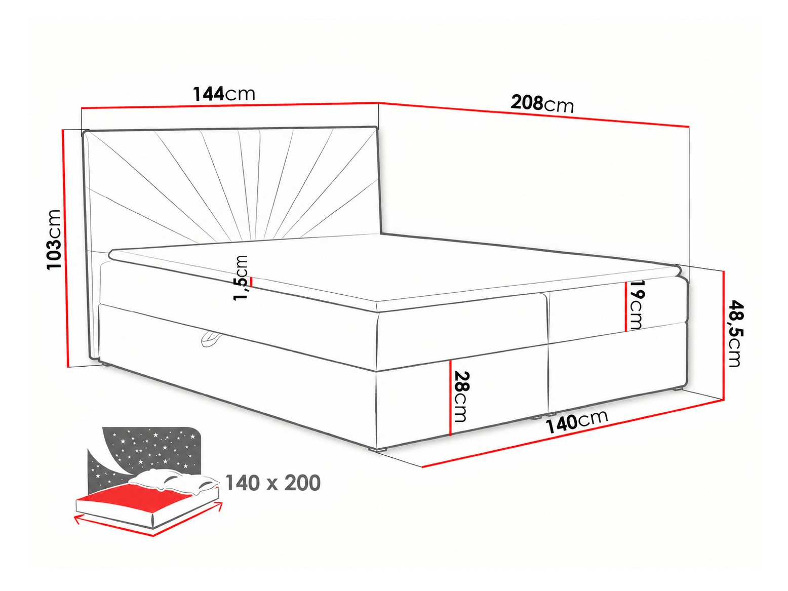 Boxspringbett Pons I (Kronos 34)