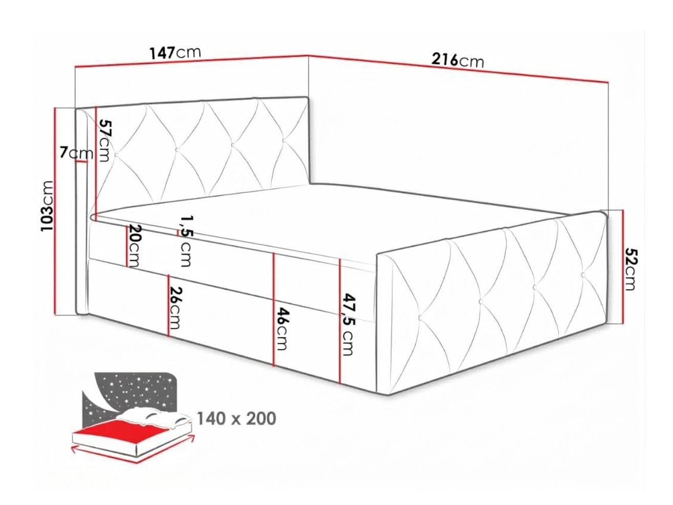 Boxspringbett Litus I (Mono 242)