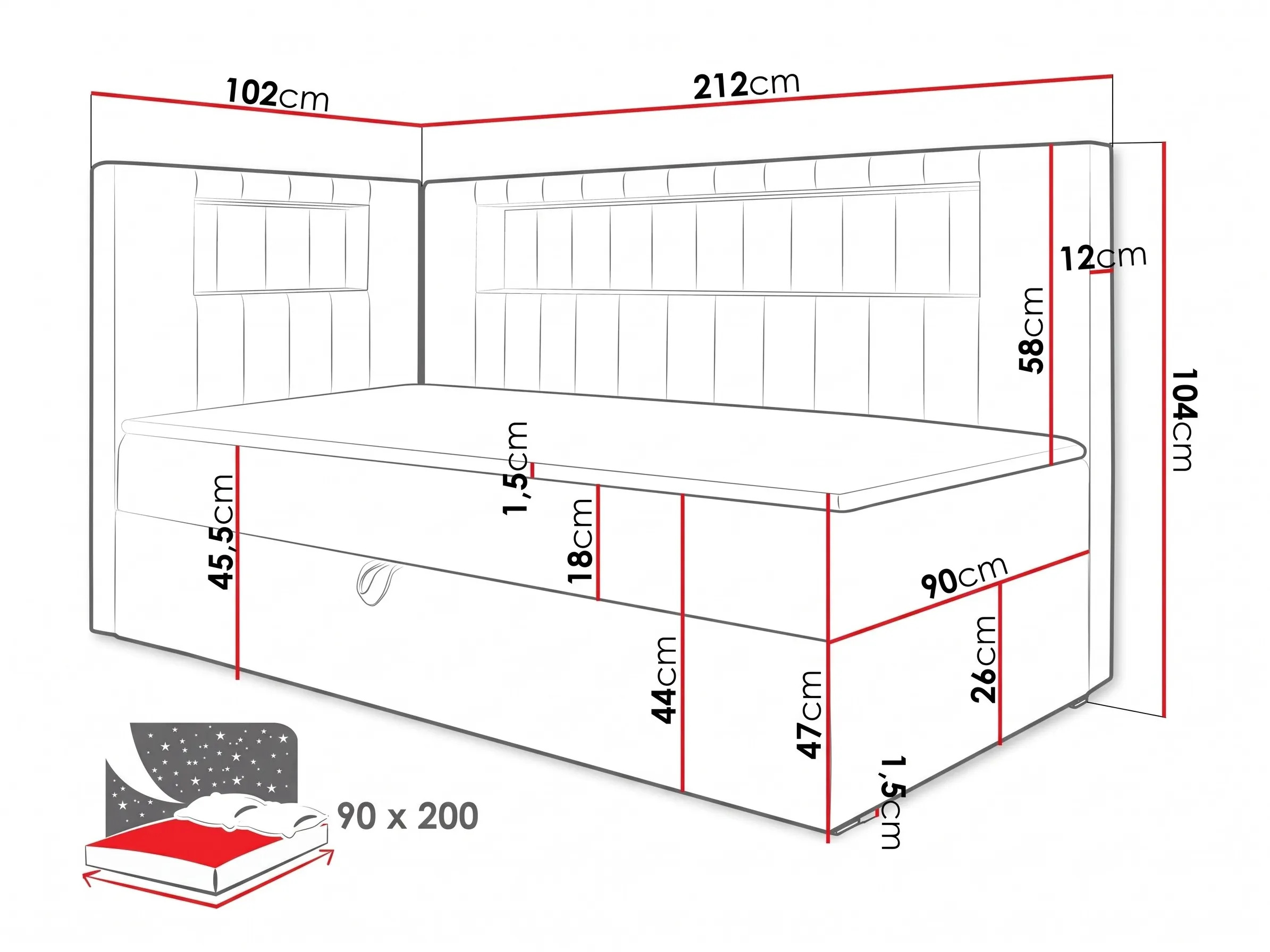 Boxspringbett Lucus VIII (Soft 017 + Fresh 4)