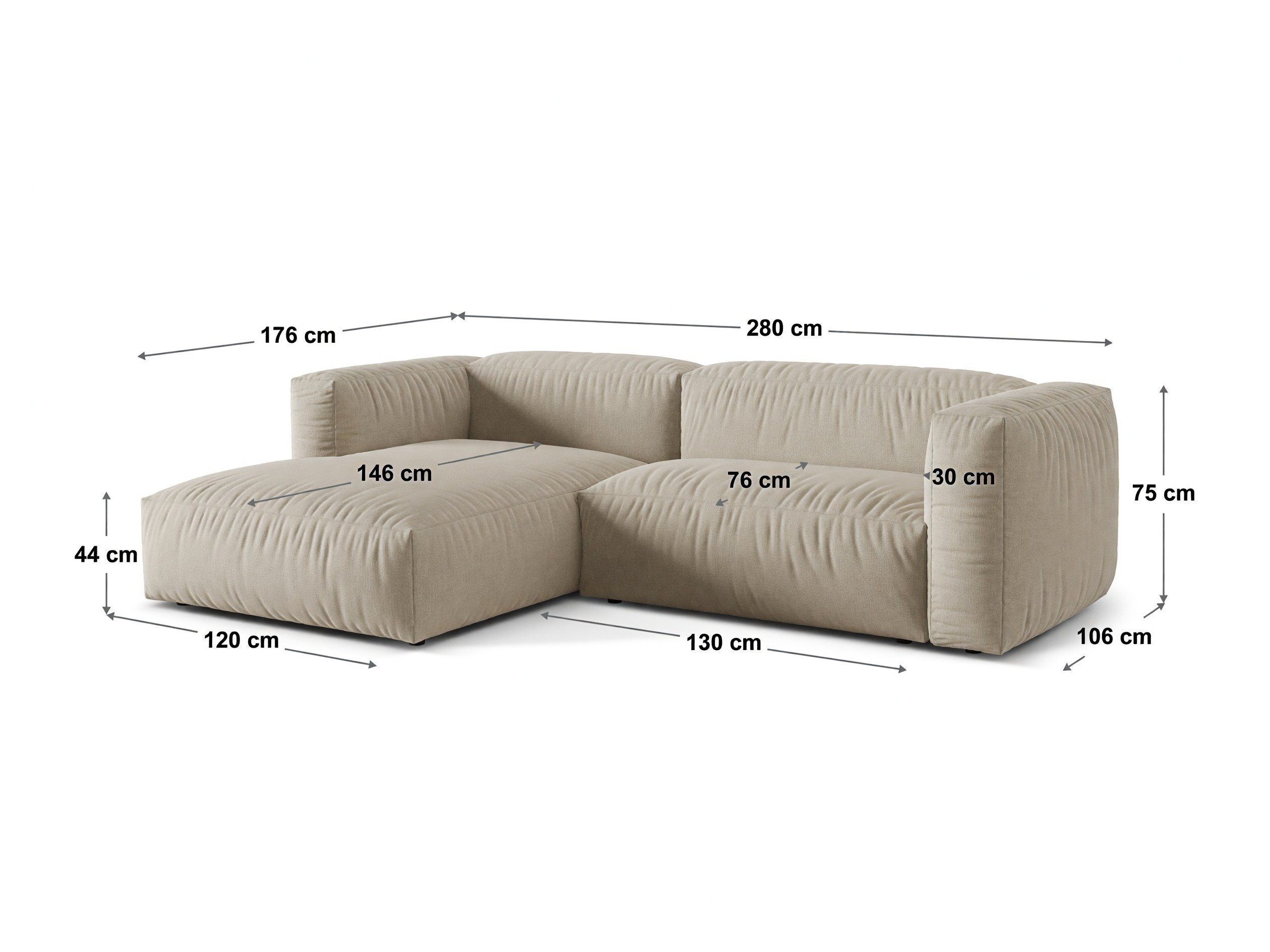 Modulares Ecksofa Sorcoro 105 (Boston Hell Grau)